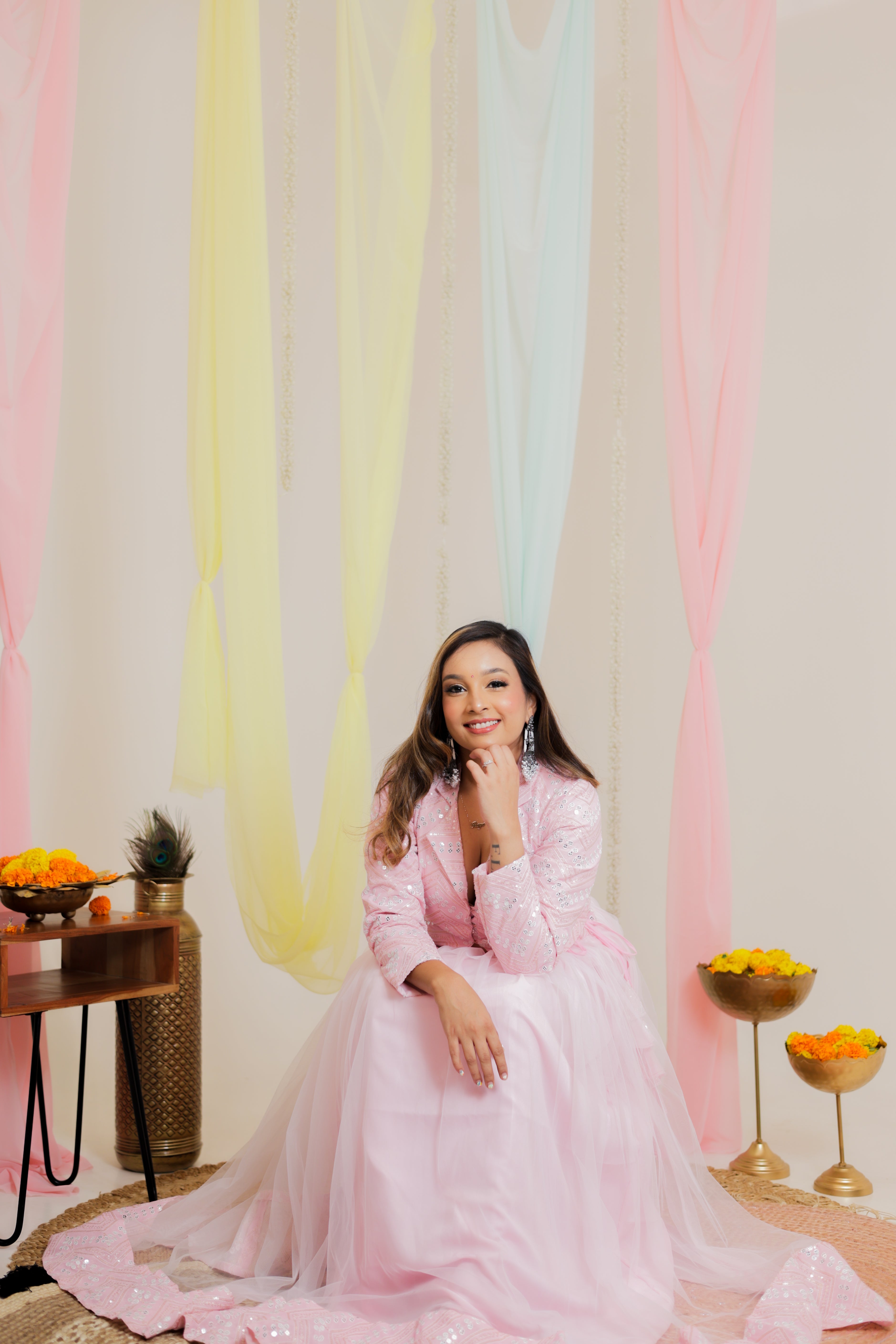 Shahi Gulab Pink Women Net and Sequin Lehenga Choli