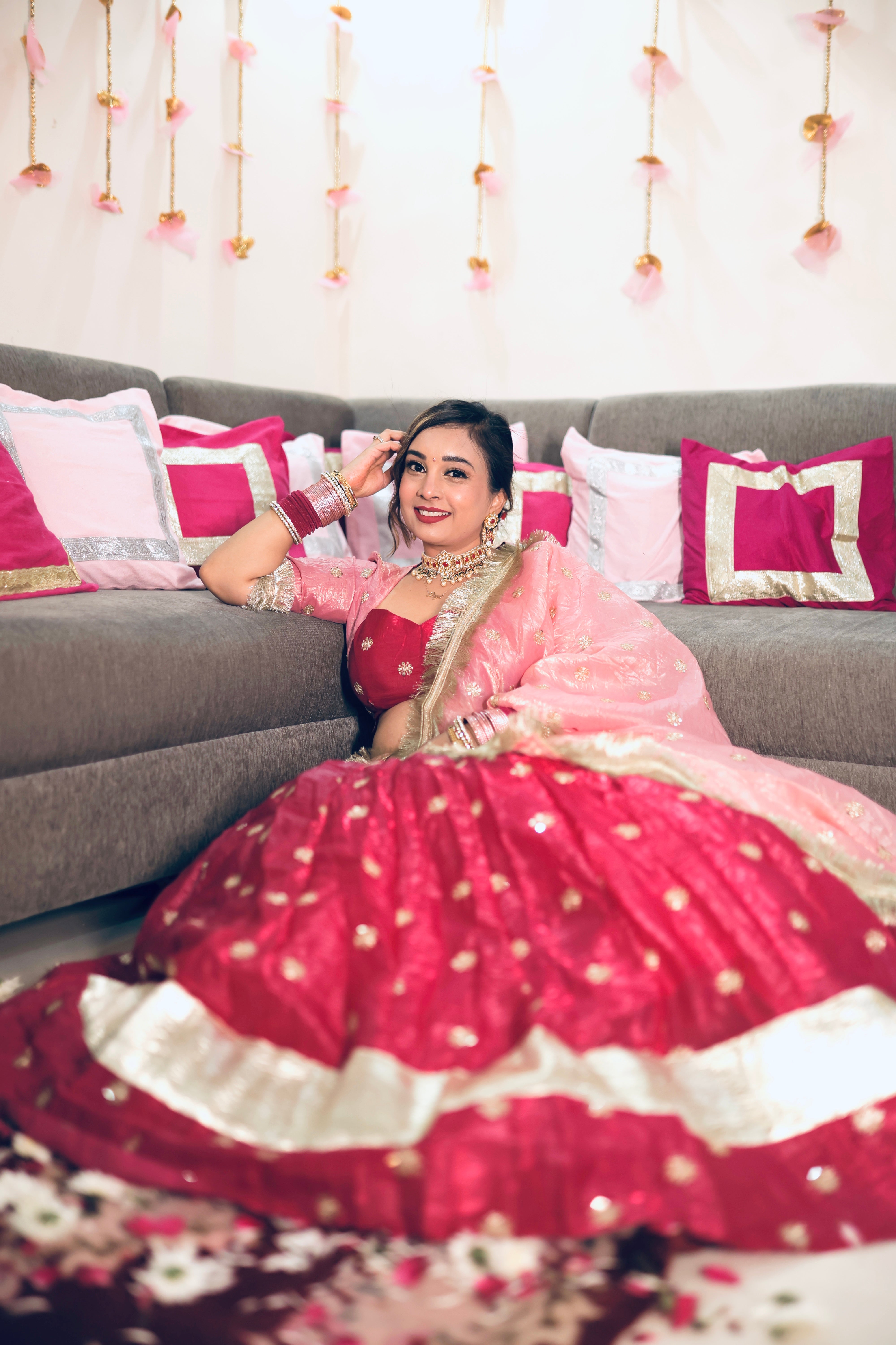 Rani Pink Women Lehenga Choli and Dupatta Set