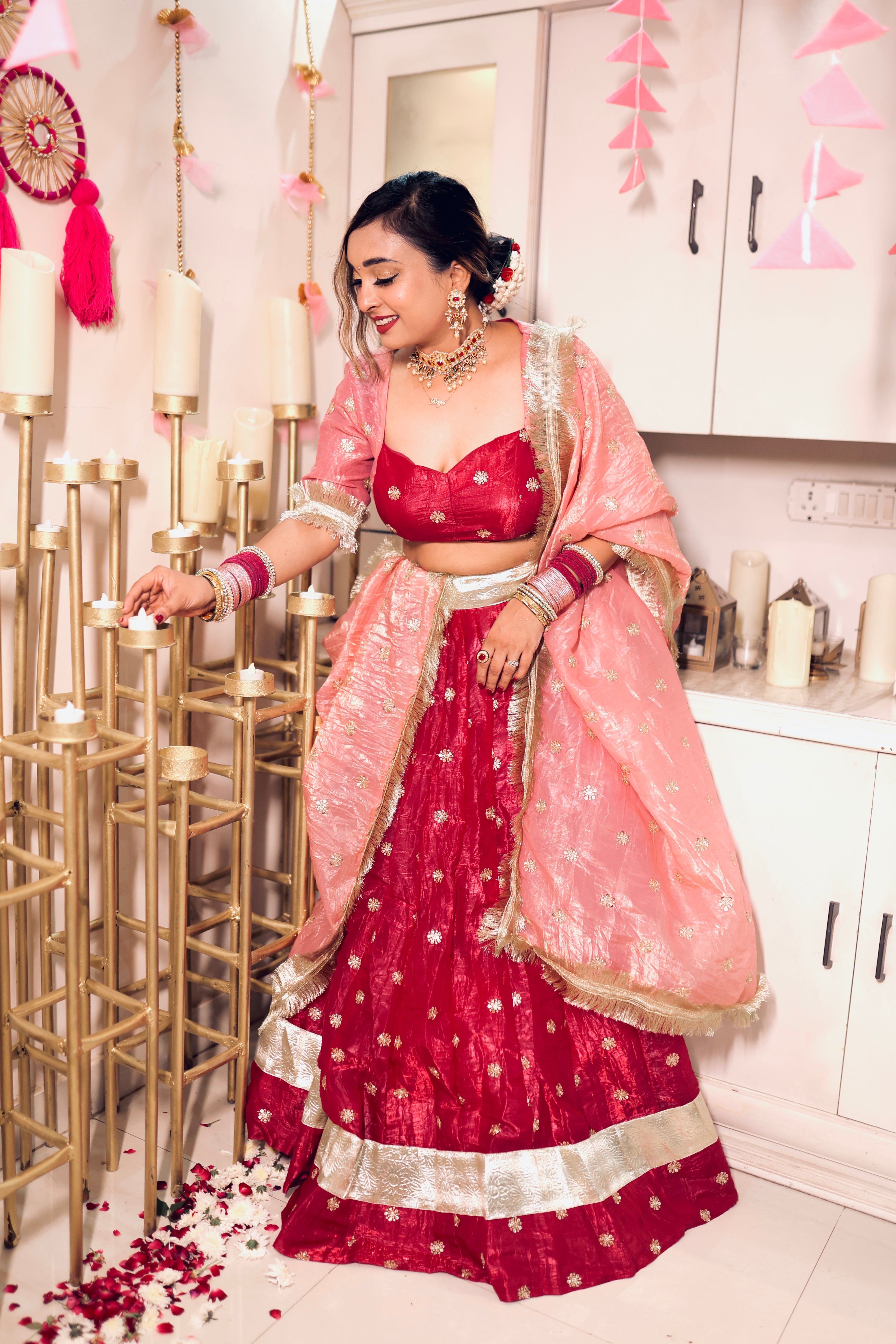 Rani Pink Women Lehenga Choli and Dupatta Set