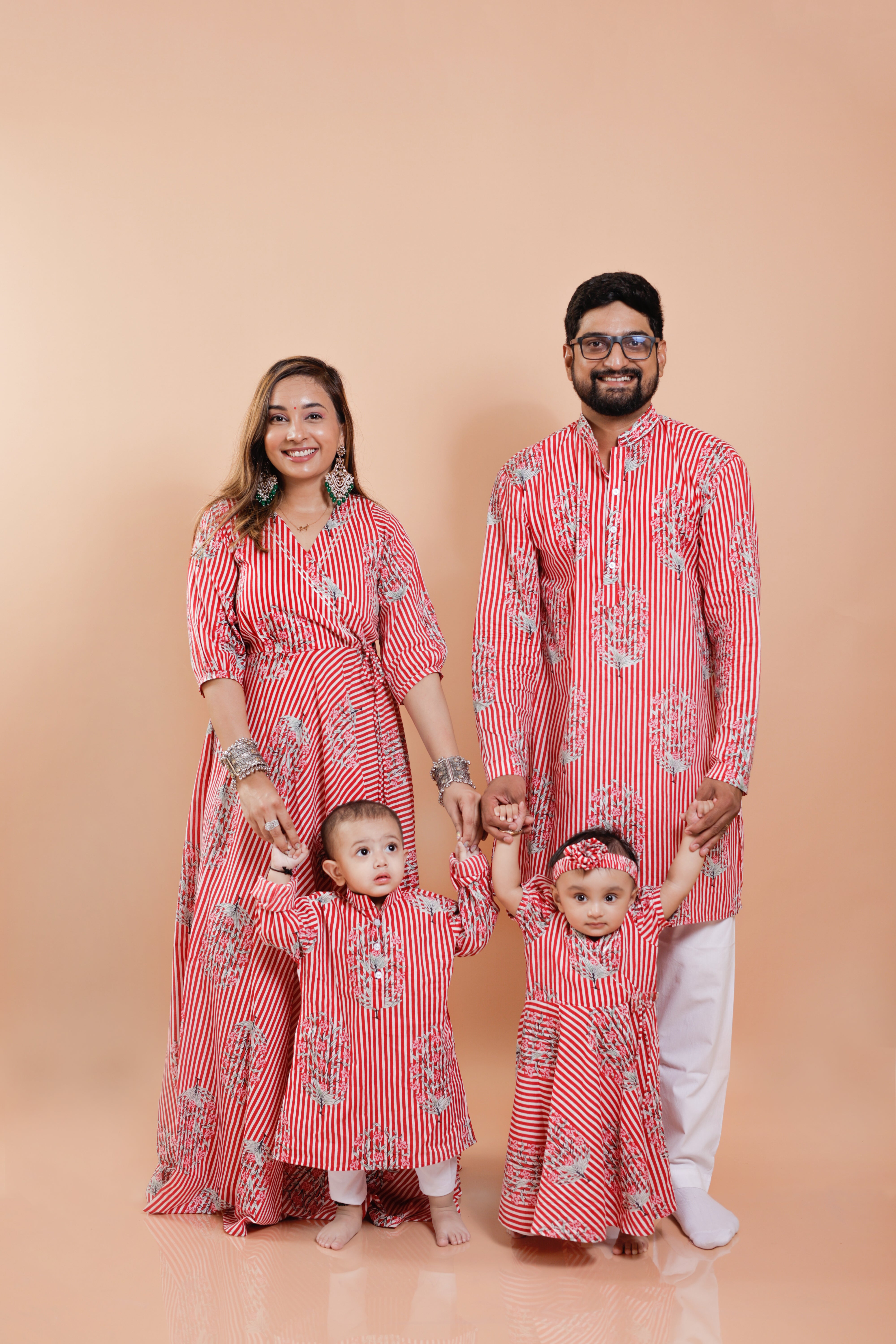 Red Anarkali Family-Twinning-Sets