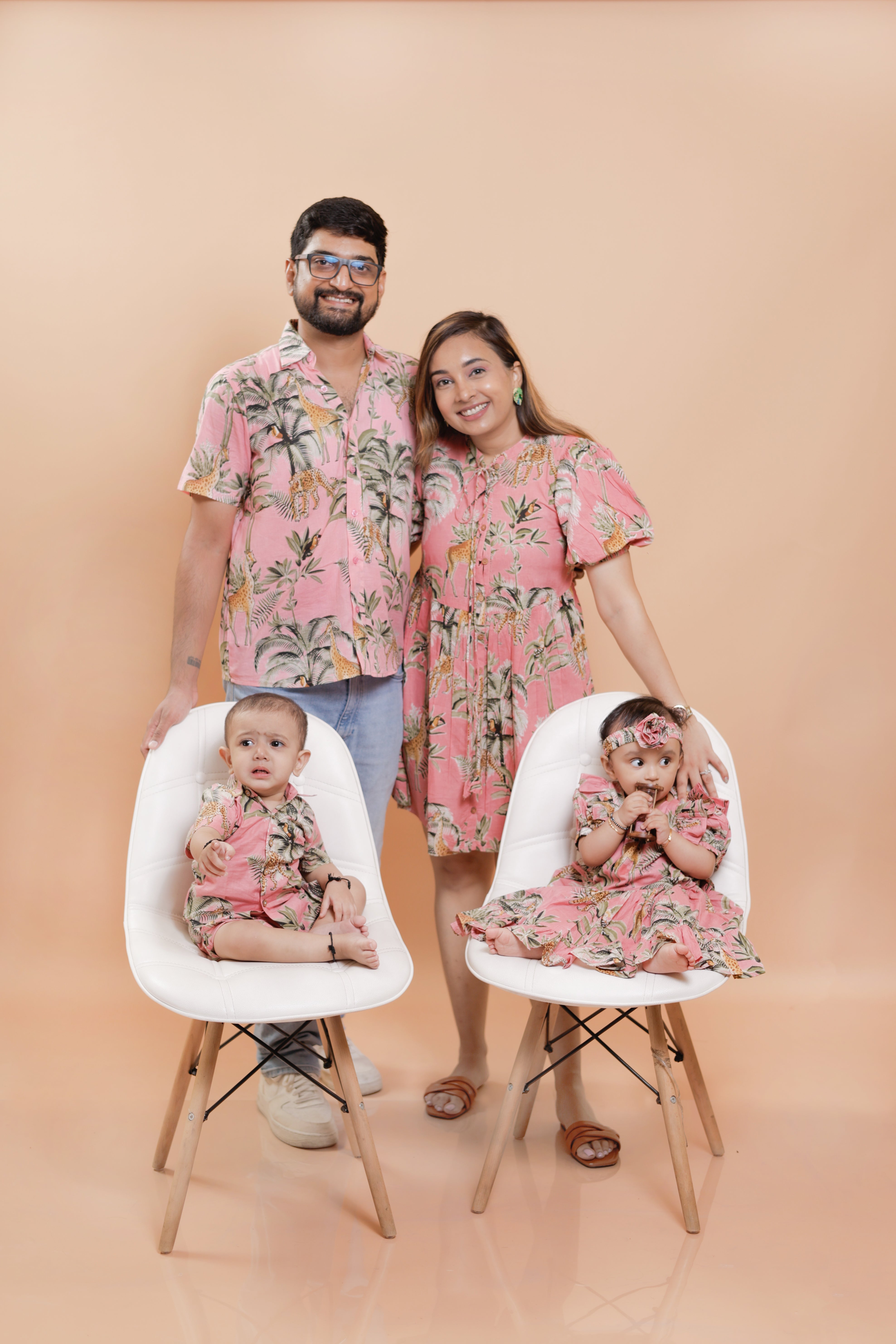 Pink Jungle Print Family-Twinning-Sets