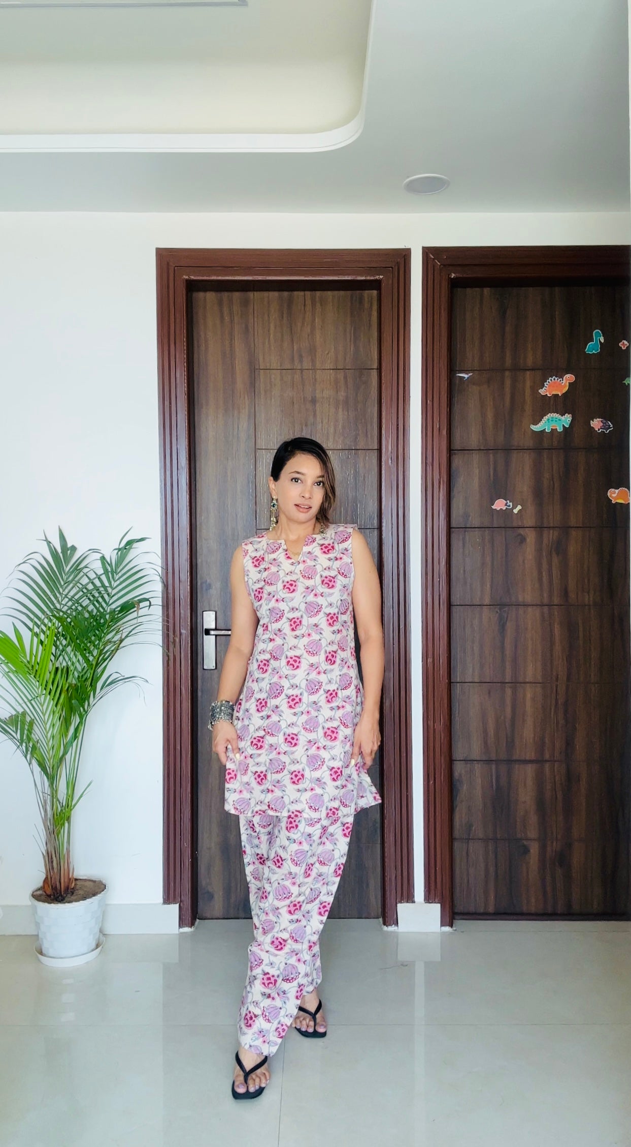 The Gulzar Cotton Block Print Farsi Salwar | 100% cotton | Breathable in Summers | Elastic Waist