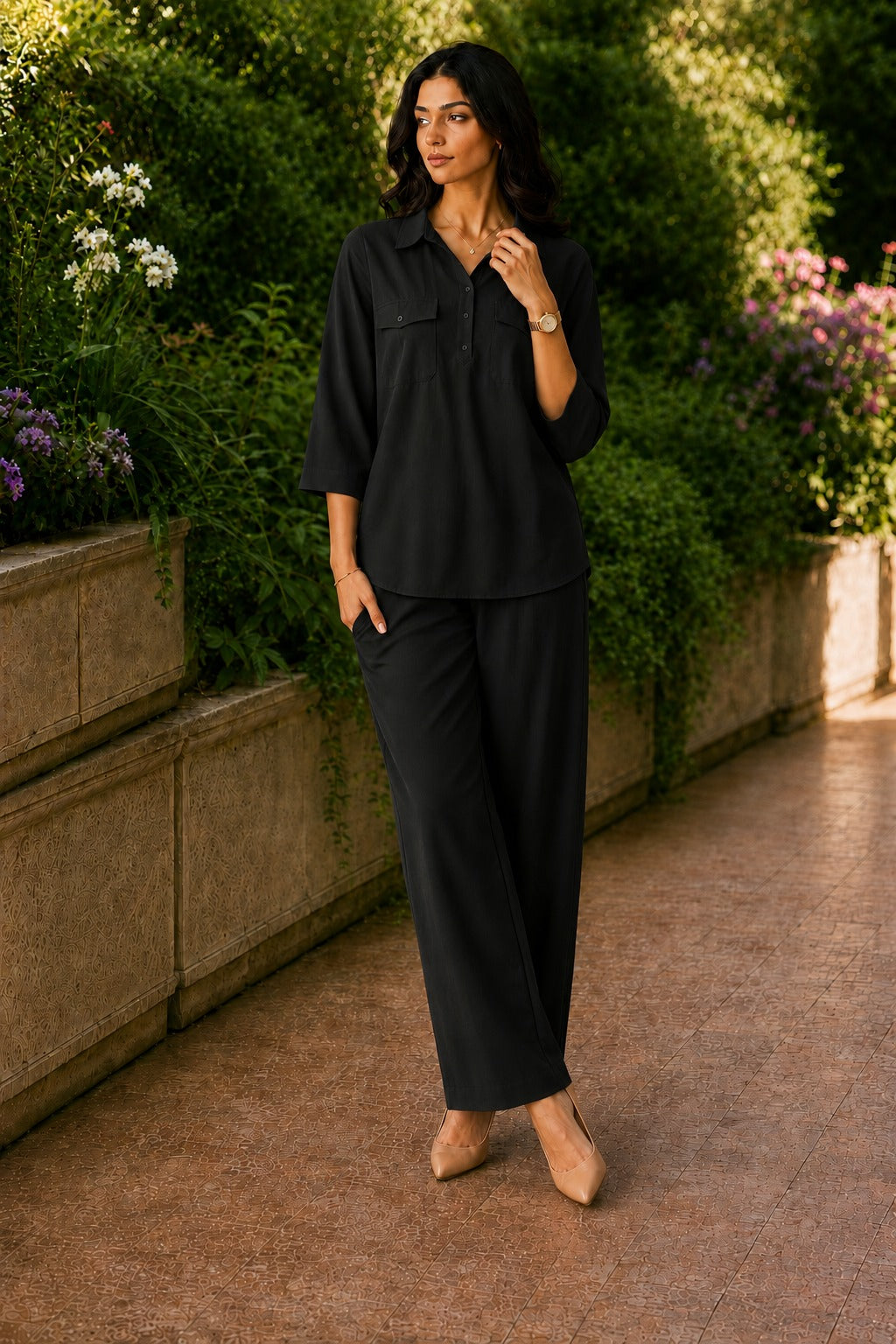 Women Solid Coordsets for Office Wear