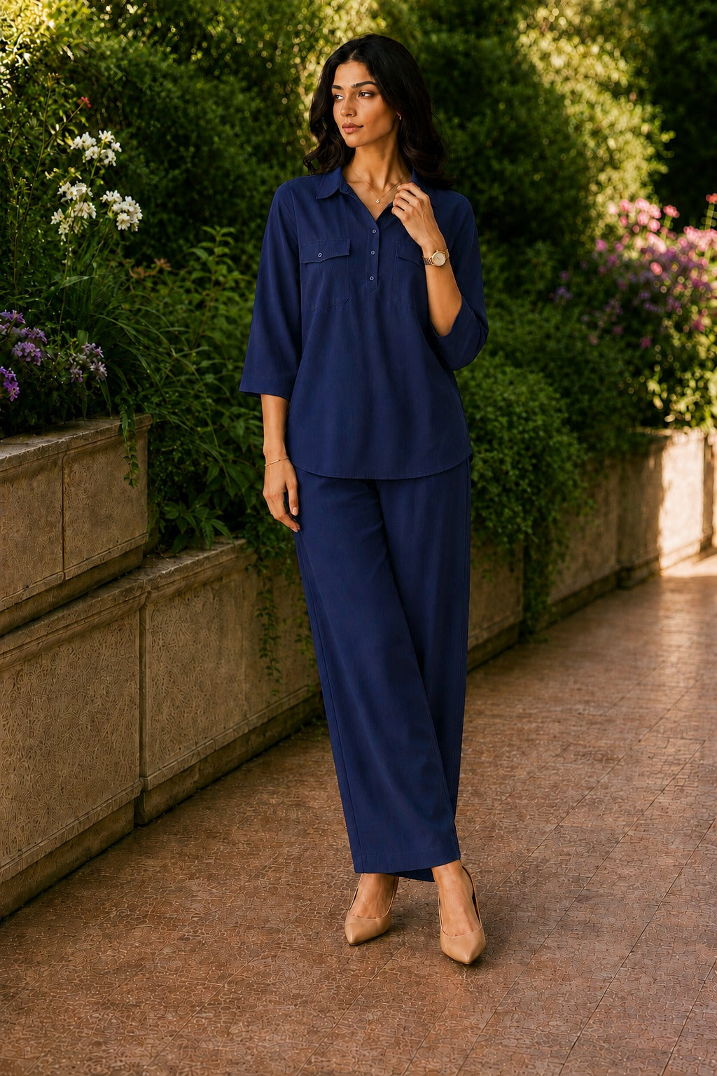 Women Solid Coordsets for Office Wear