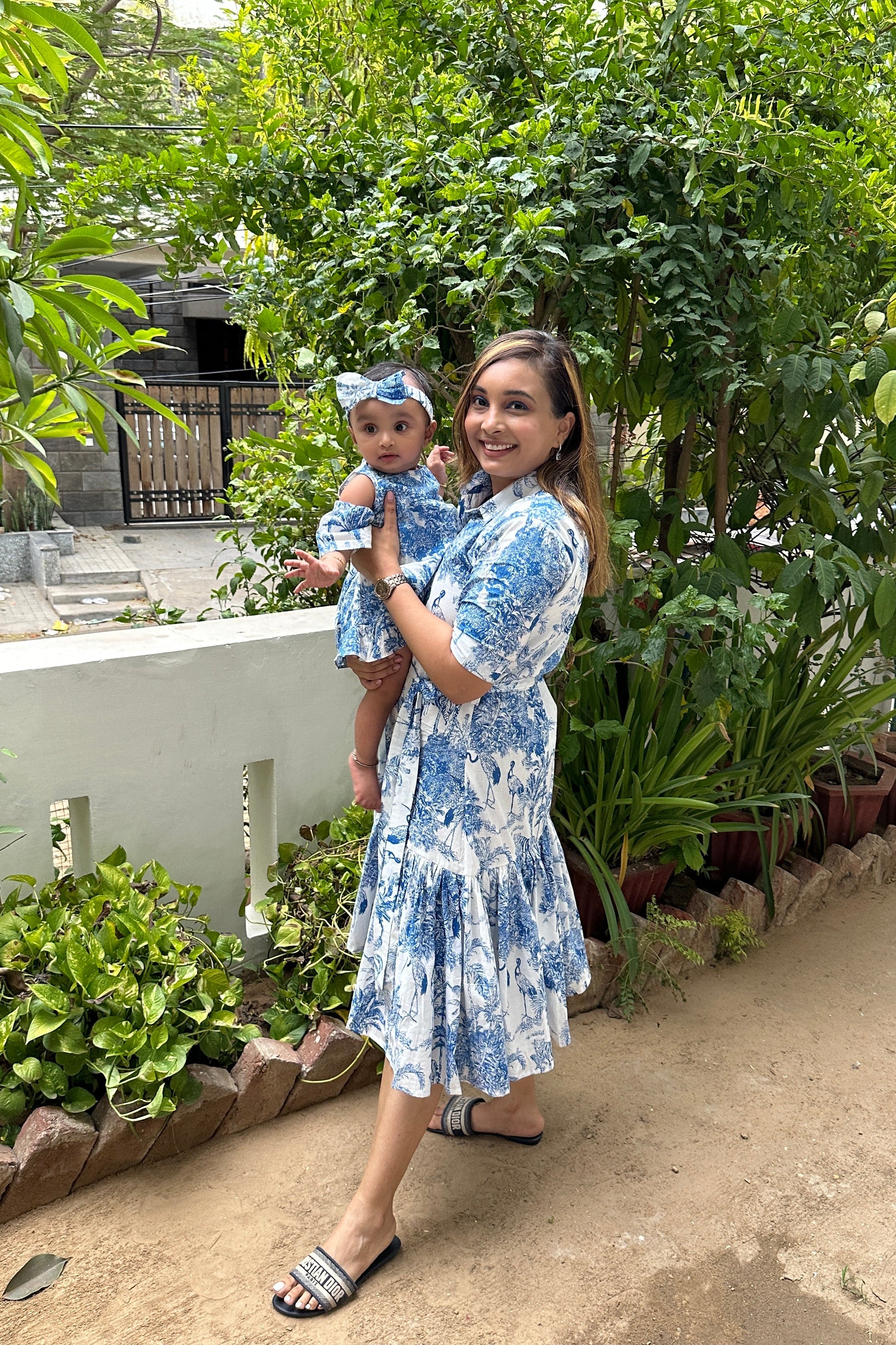 Blue & White Jungle Print Family-Twinning-Sets