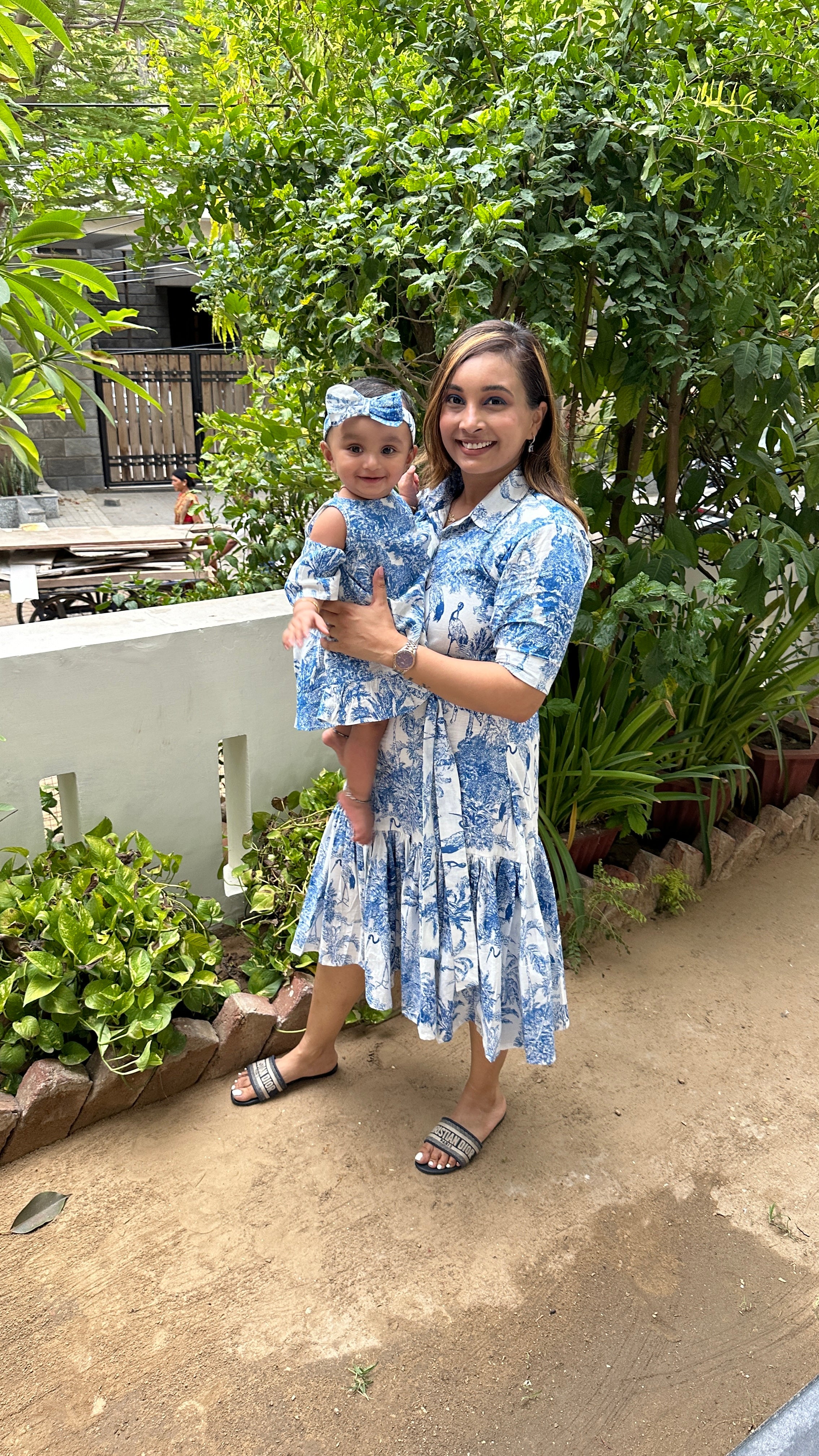 Blue & White Jungle Print Family-Twinning-Sets