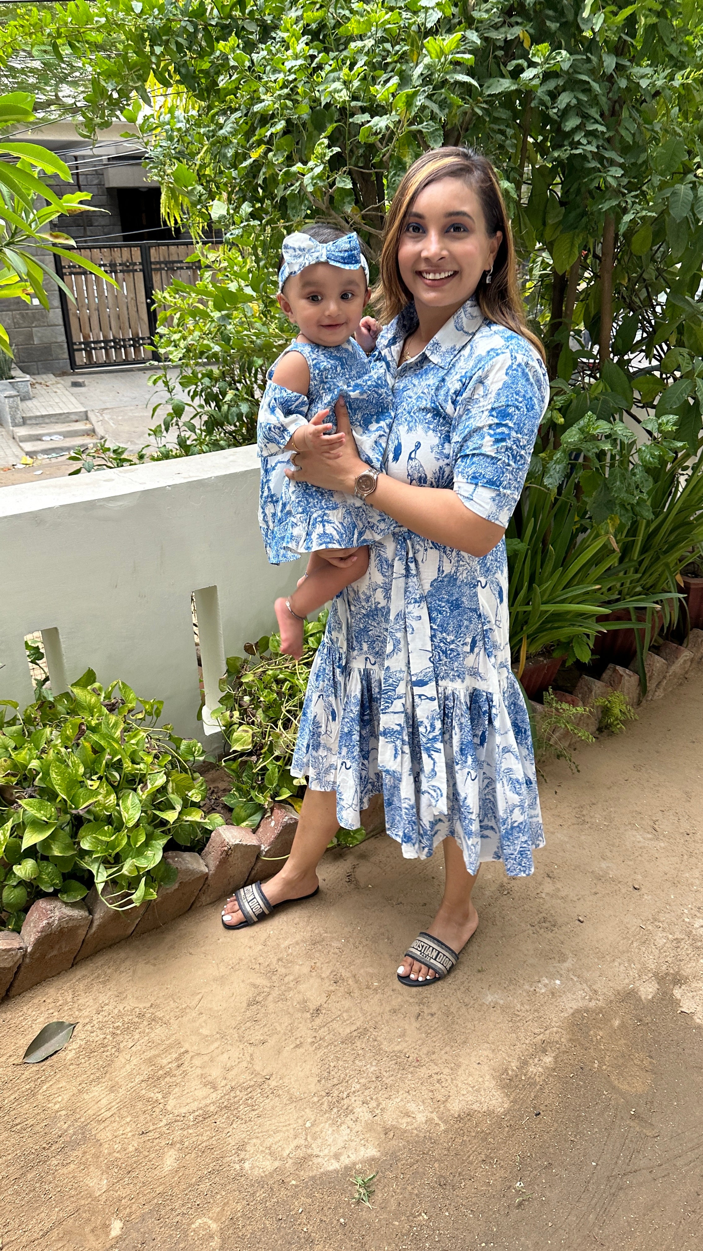 Blue & White Jungle Print Family-Twinning-Sets