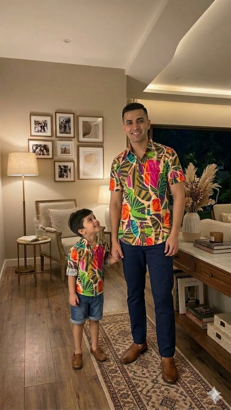 Tropical Mosaic Print Twinning Outfit Sets for Family.
