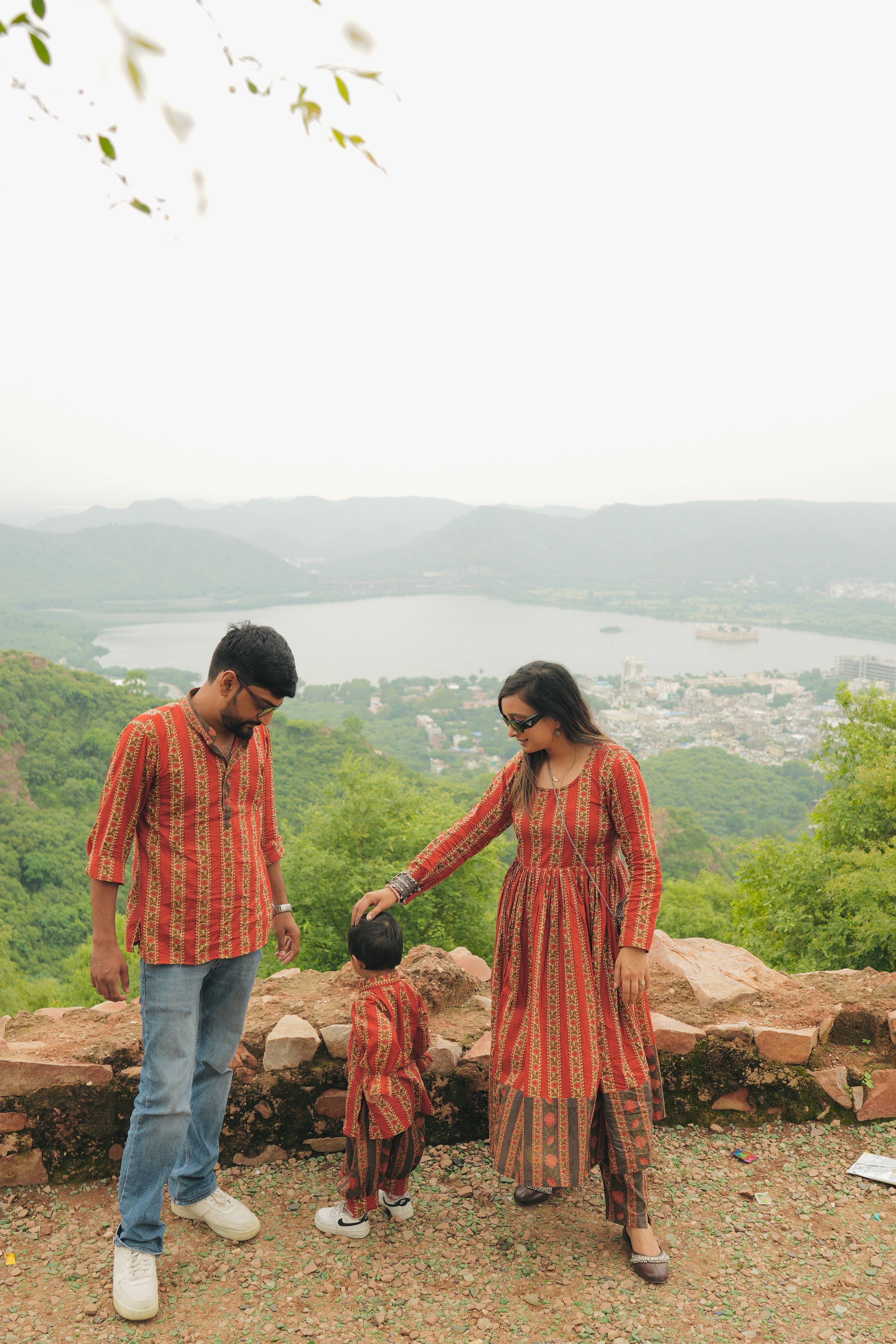 Red and Green Ethnic twinning sets for family