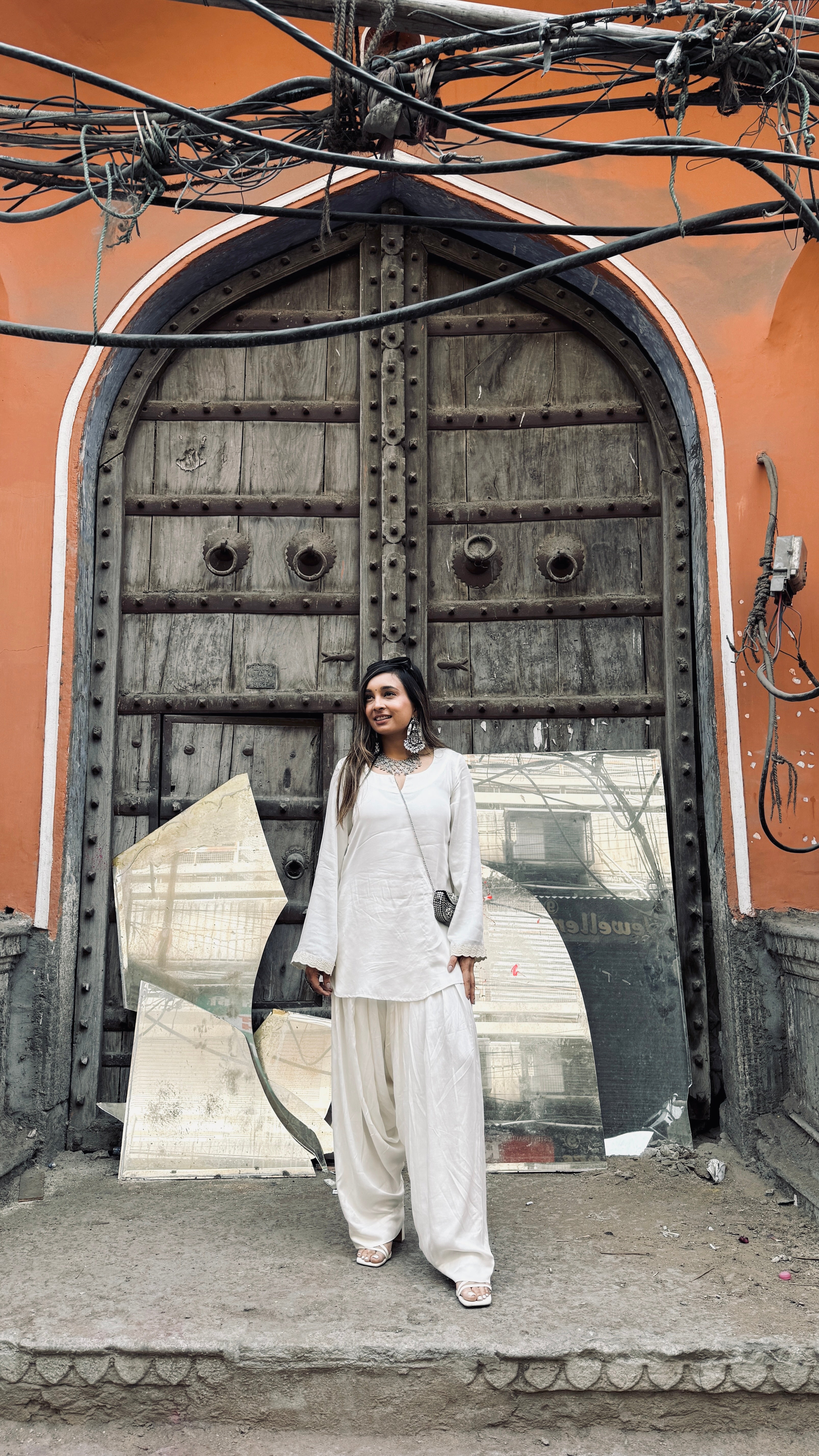 Ethereal White Farshi Twinning Set for Mother & Daughter