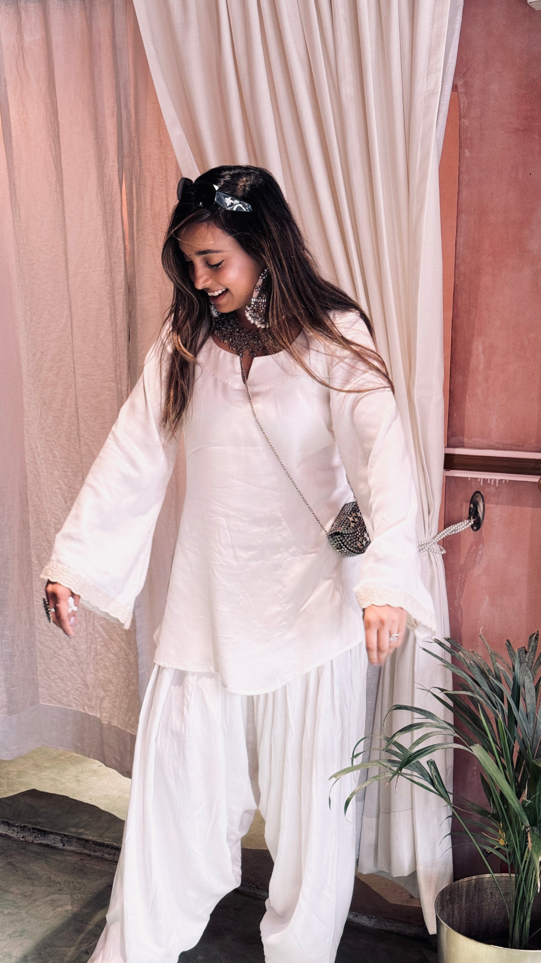 Ethereal White Farshi Twinning Set for Mother & Daughter