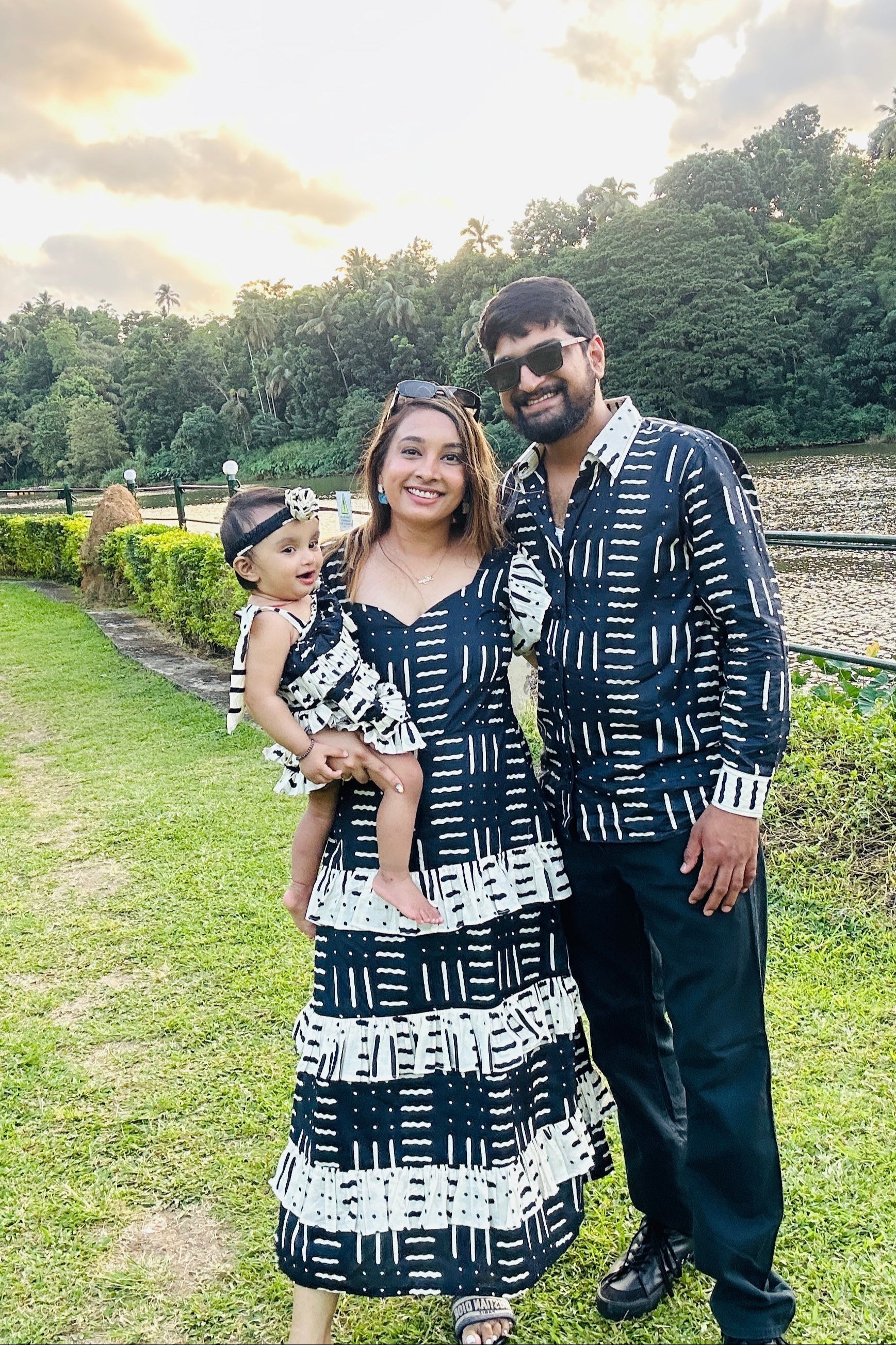 Blue And Cream Women A-line Dress