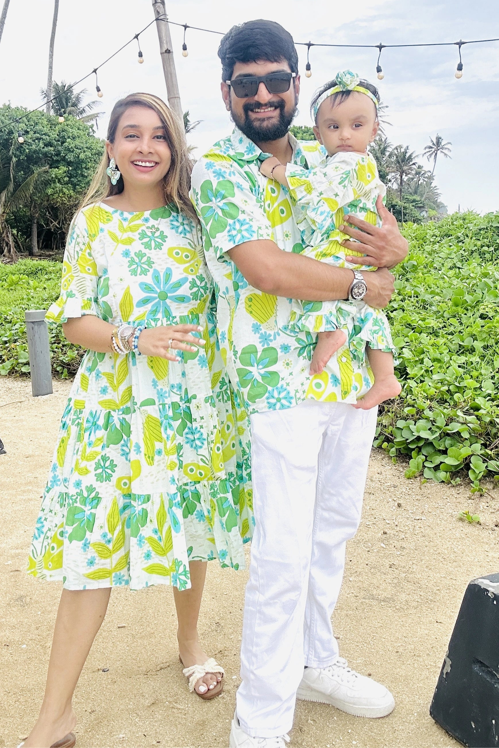 Greenery Graphic Dress Twinning Sets for Family