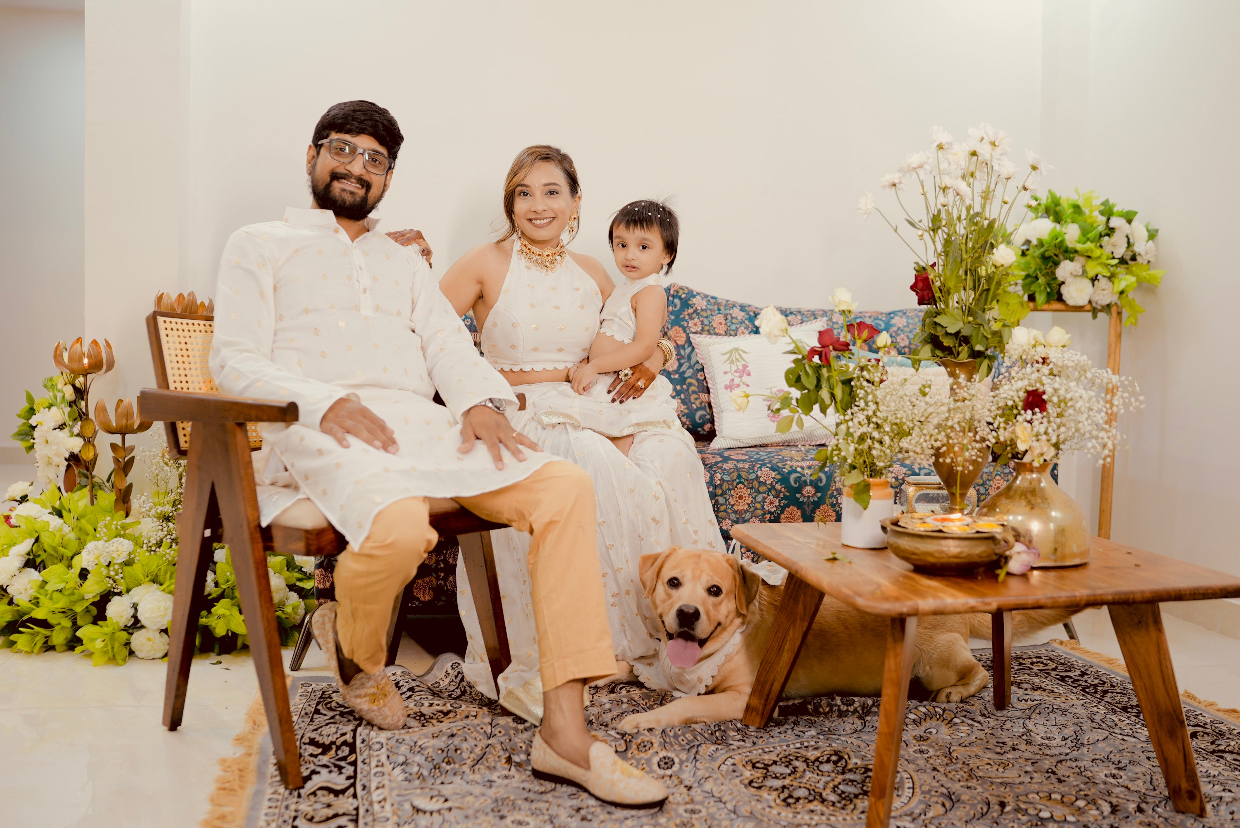 Ivory and Gold Lehenga Sets for Mother and Daughter | Kurta for Father and Son | Family Twinning Sets for Festivals and Wedding