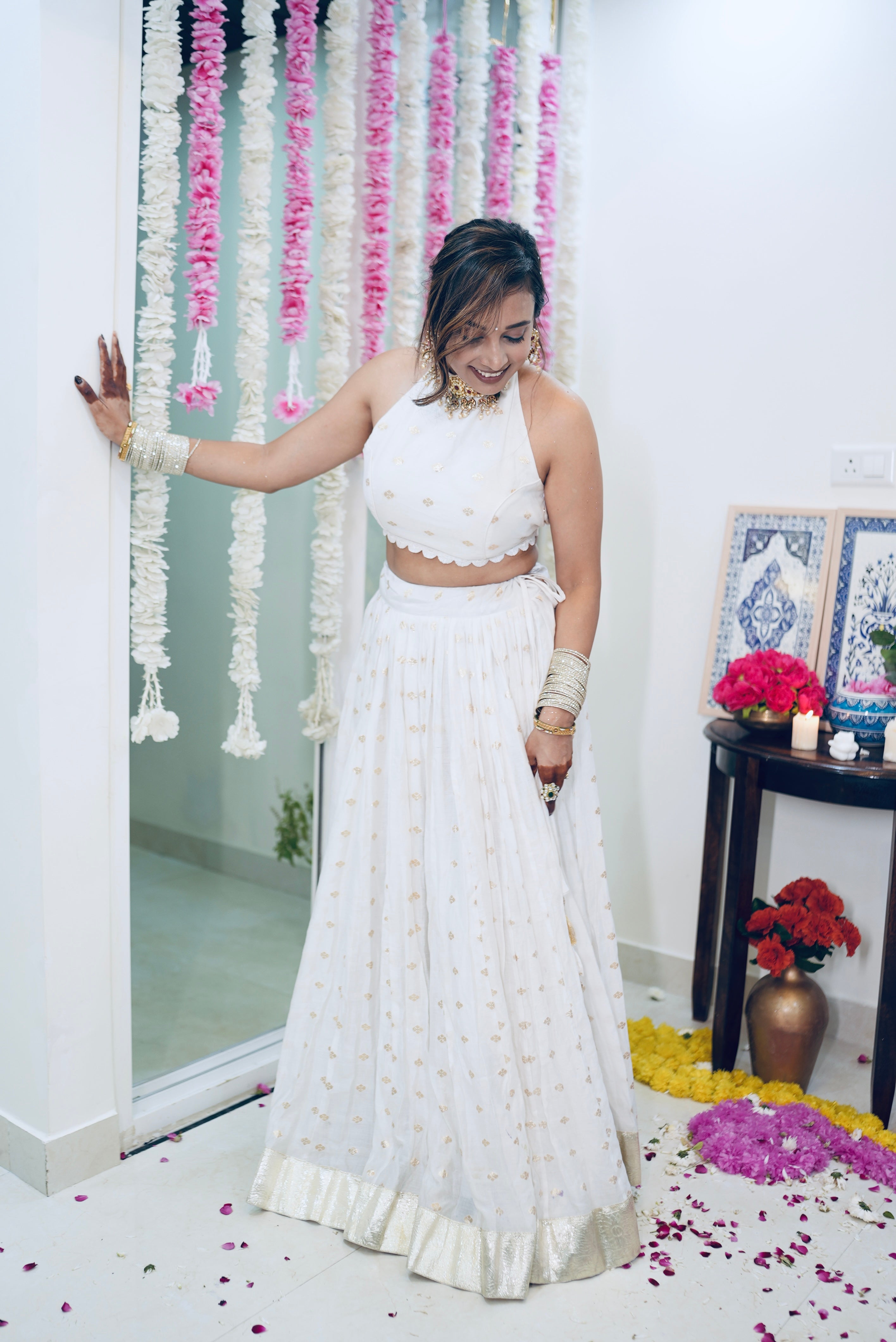 Ivory and Gold For Women Lehenga and Top