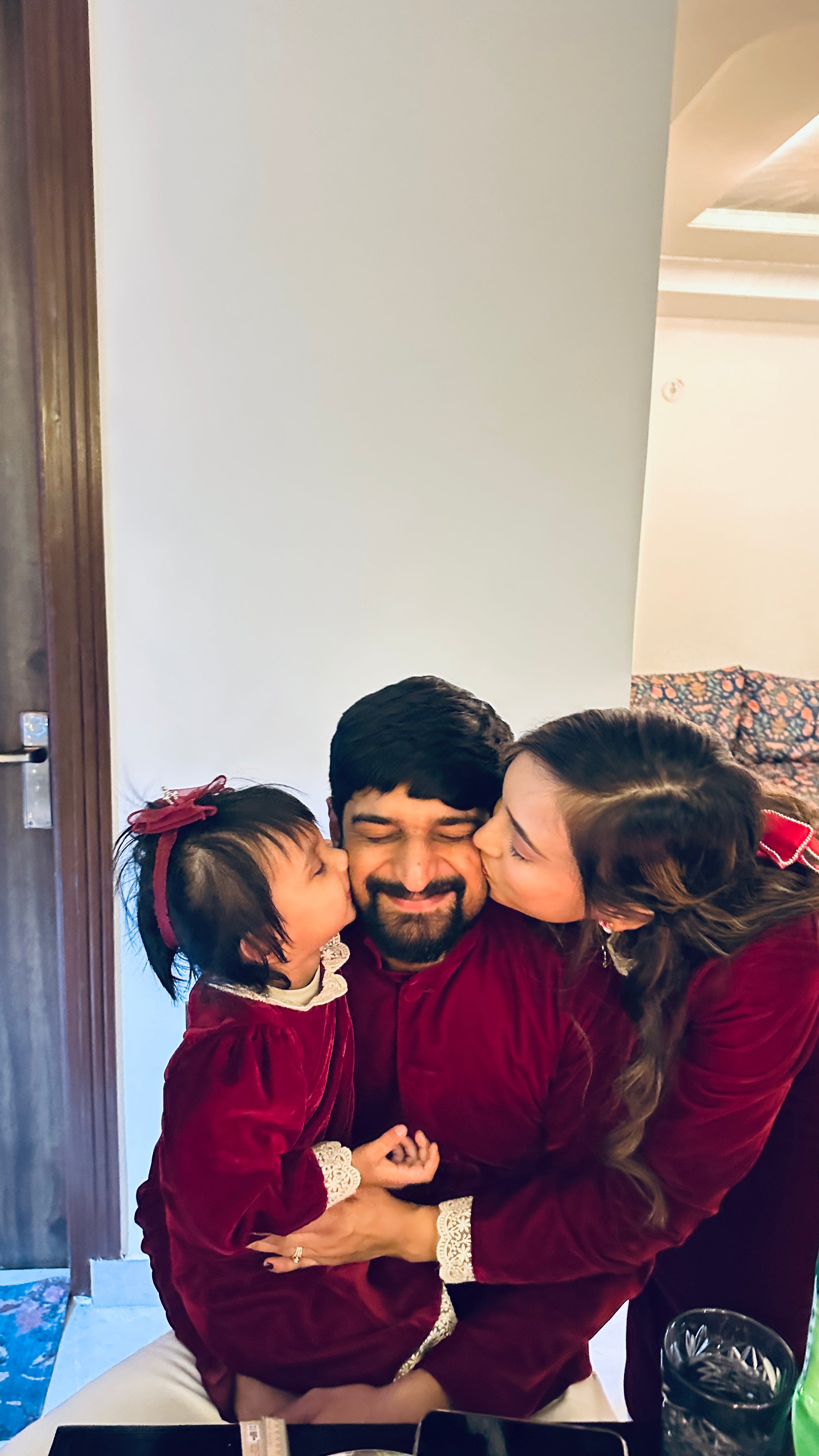 Maroon Velvet family twinning sets for winters | Perfect for christmas, new year and parties