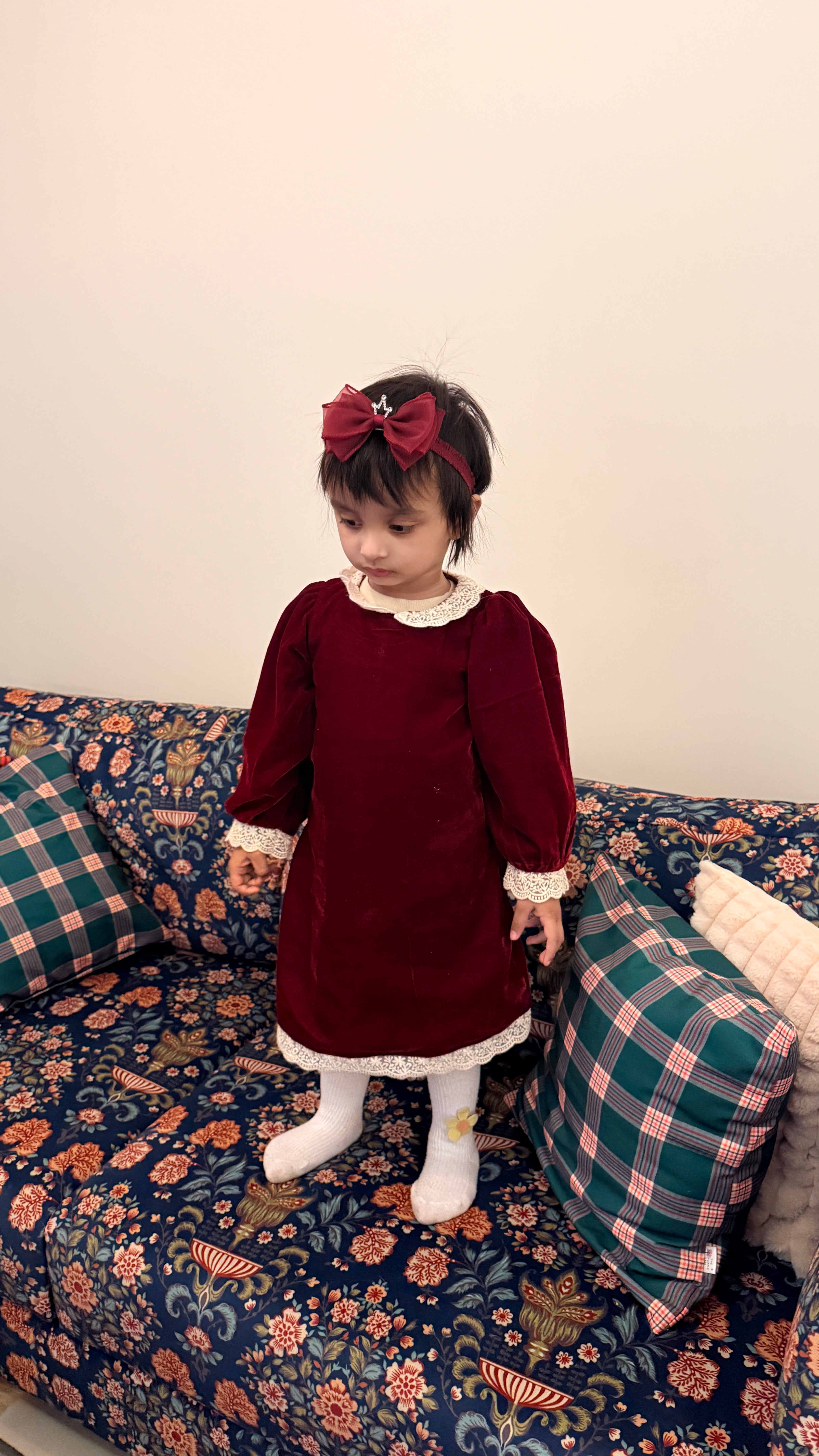 Maroon Velvet family twinning sets for winters | Perfect for christmas, new year and parties
