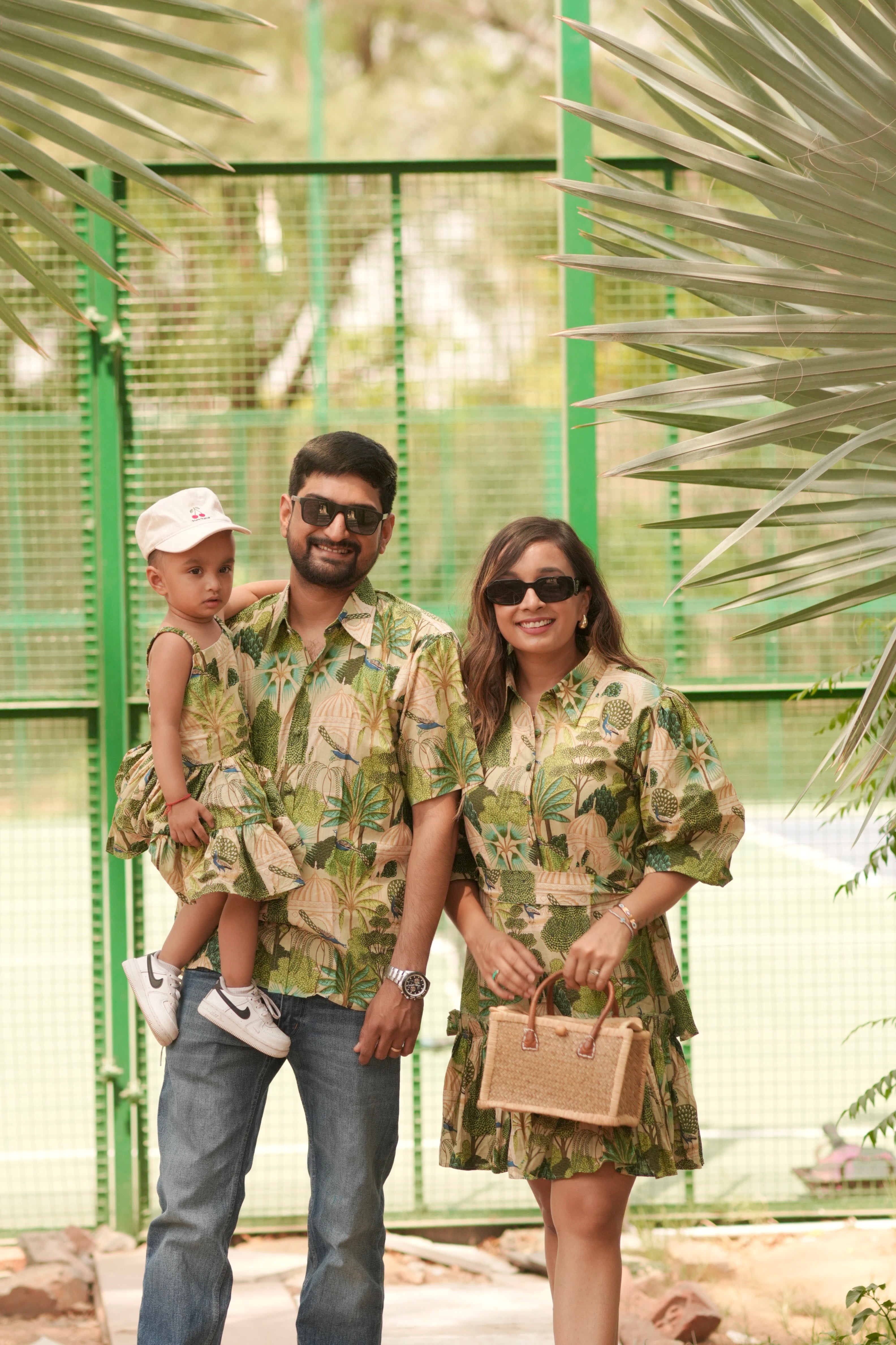 Heritage Peacock Print 100% Cotton Summer Twinning Sets for Family