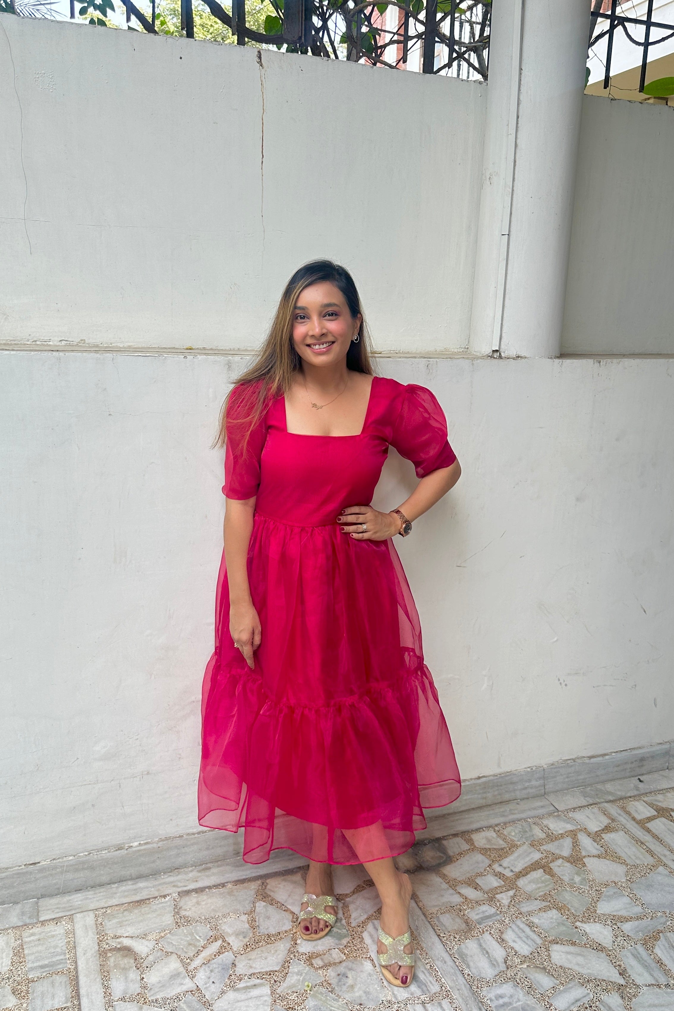 Orgenza Maroon Dress Women Dress