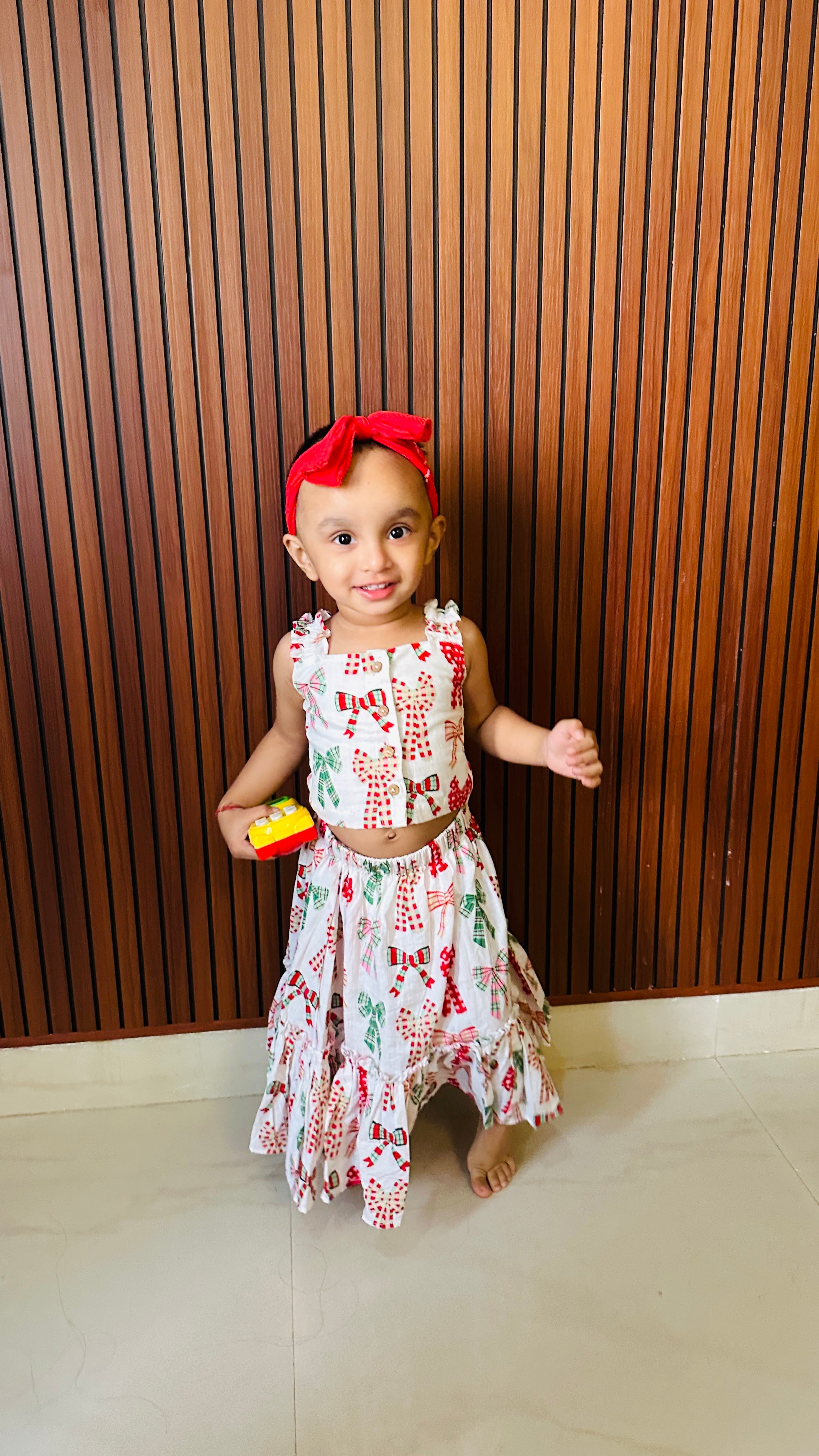 “Bows of Joy" Red & White Cotton Twinning Dresses