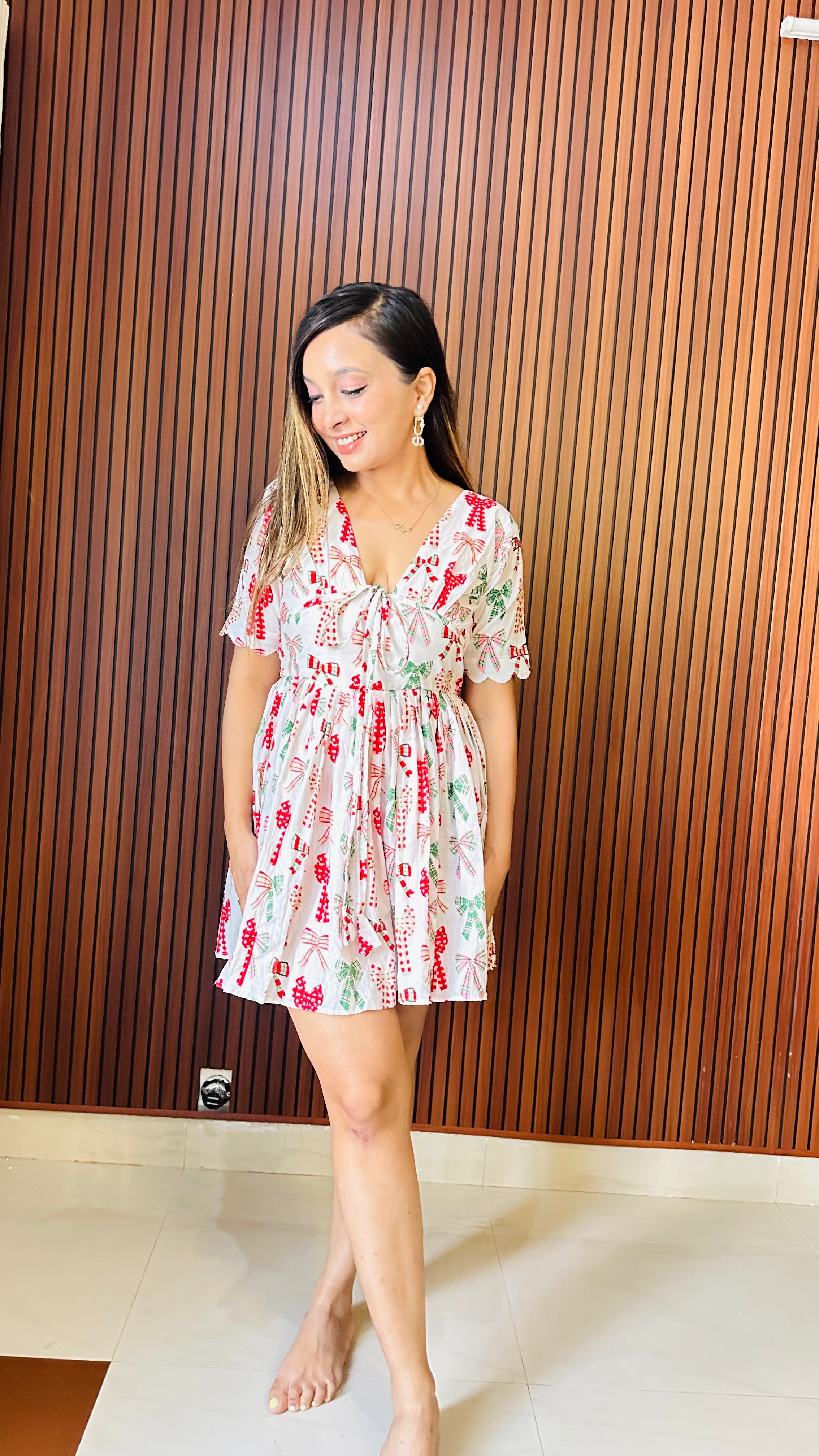 “Bows of Joy" Red & White Cotton Twinning Dresses