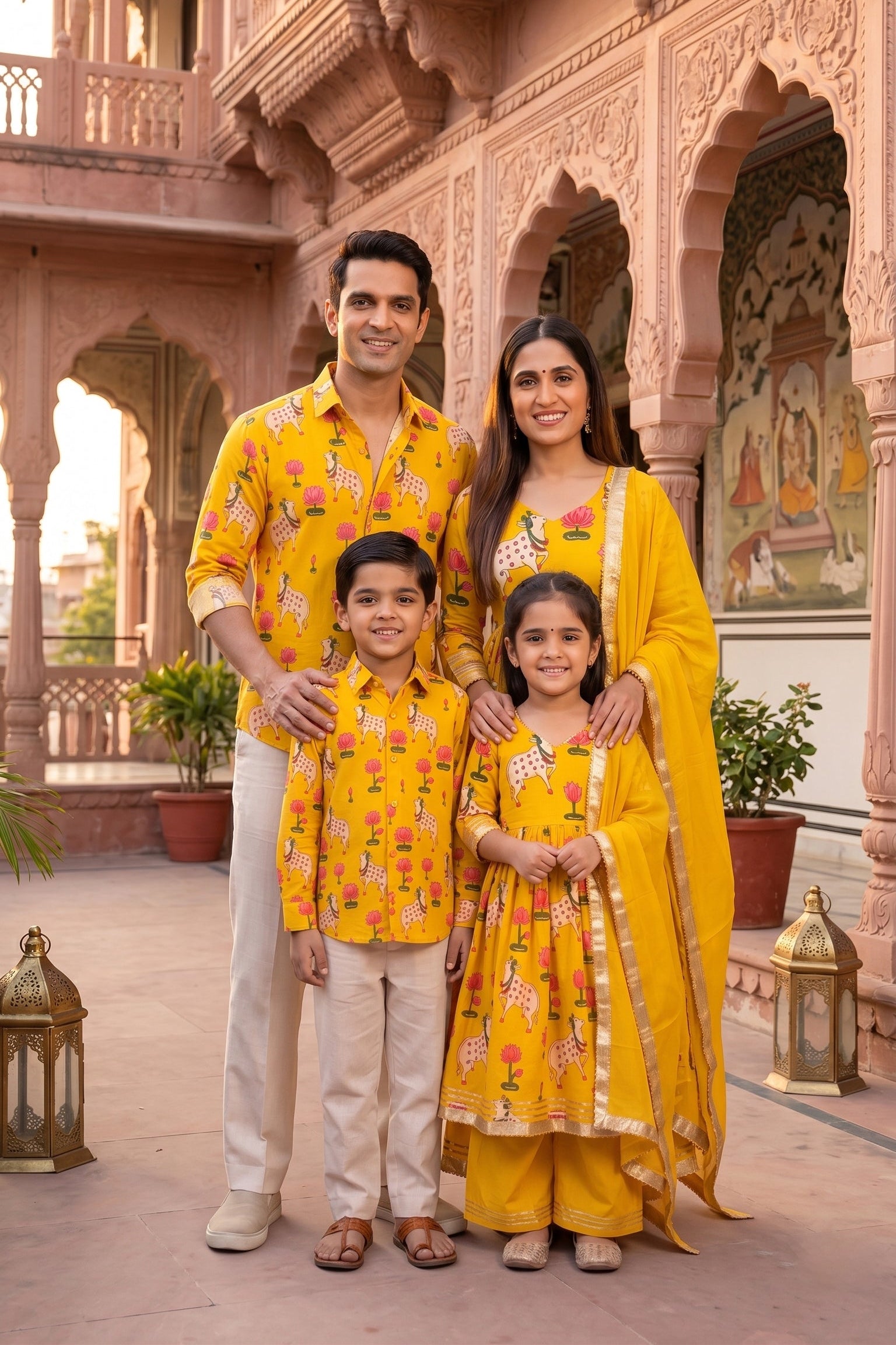The Pichwai Bloom Family Twinning Sets for family | Festive Wear Matching Outfits