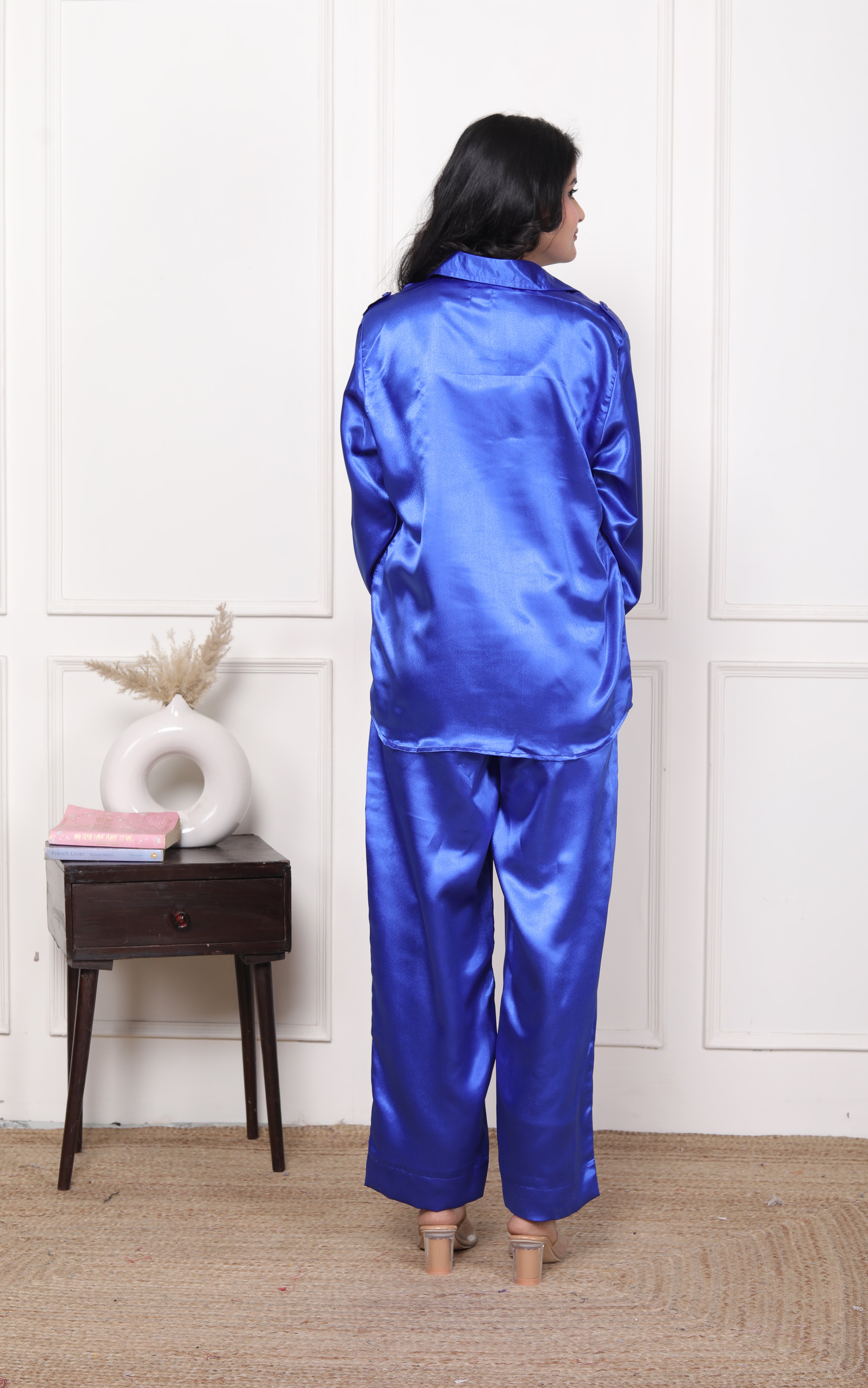 Royal Blue Color Satin Women Coordset