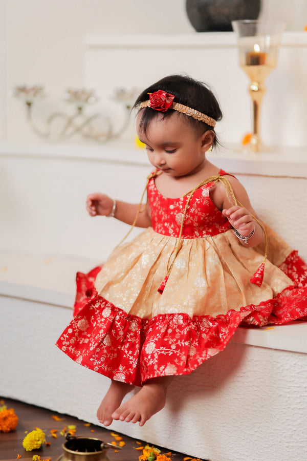 Jalebi Red and Gold Anarkali Dress for Girls | Adorable Styles for Little Girls