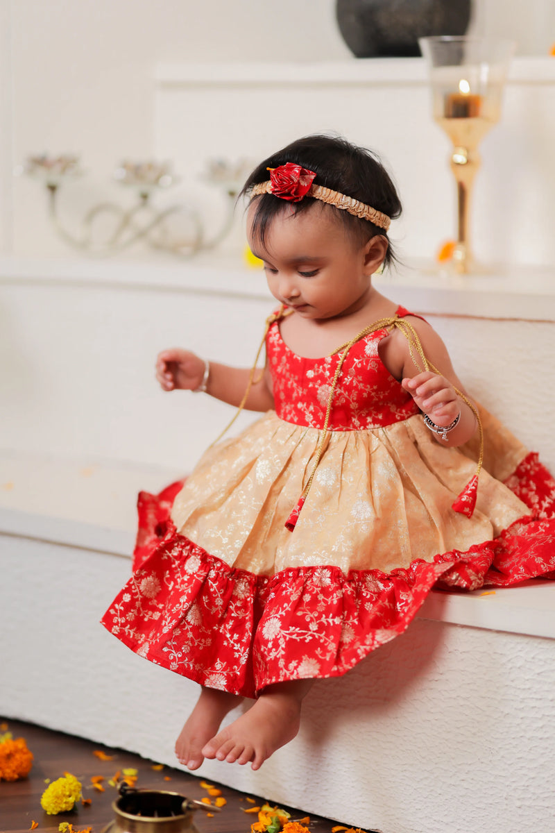 Jalebi Red and Gold Anarkali Dress for Girls | Adorable Styles for Little Girls