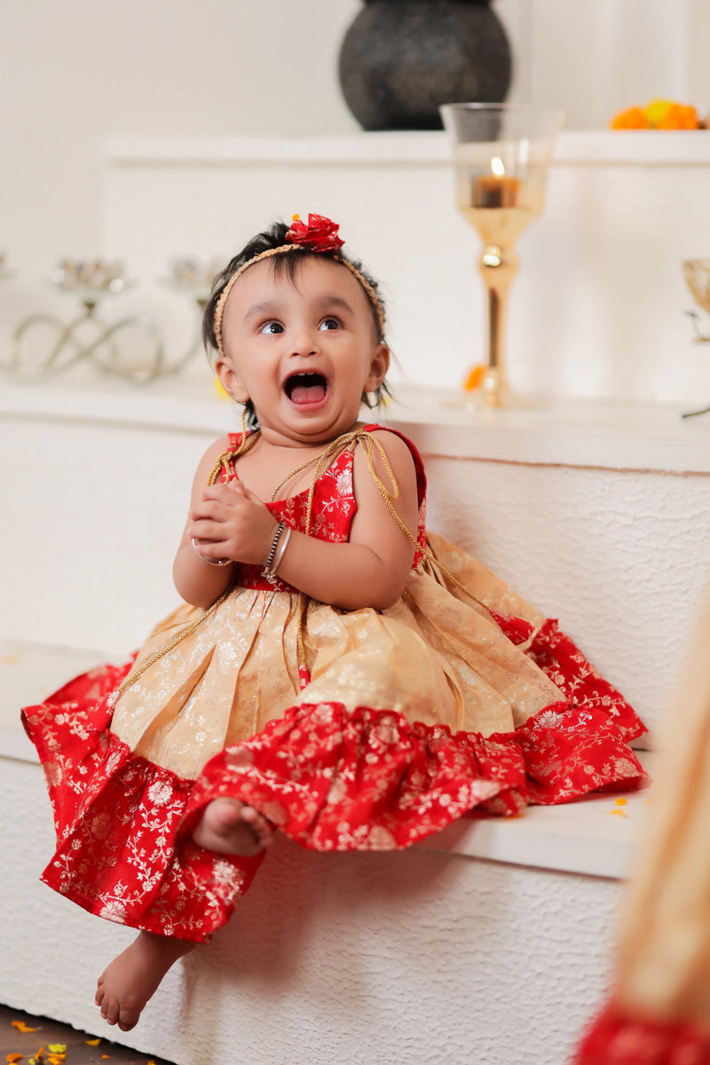 Jalebi Red and Gold Anarkali Dress for Girls | Adorable Styles for Little Girls