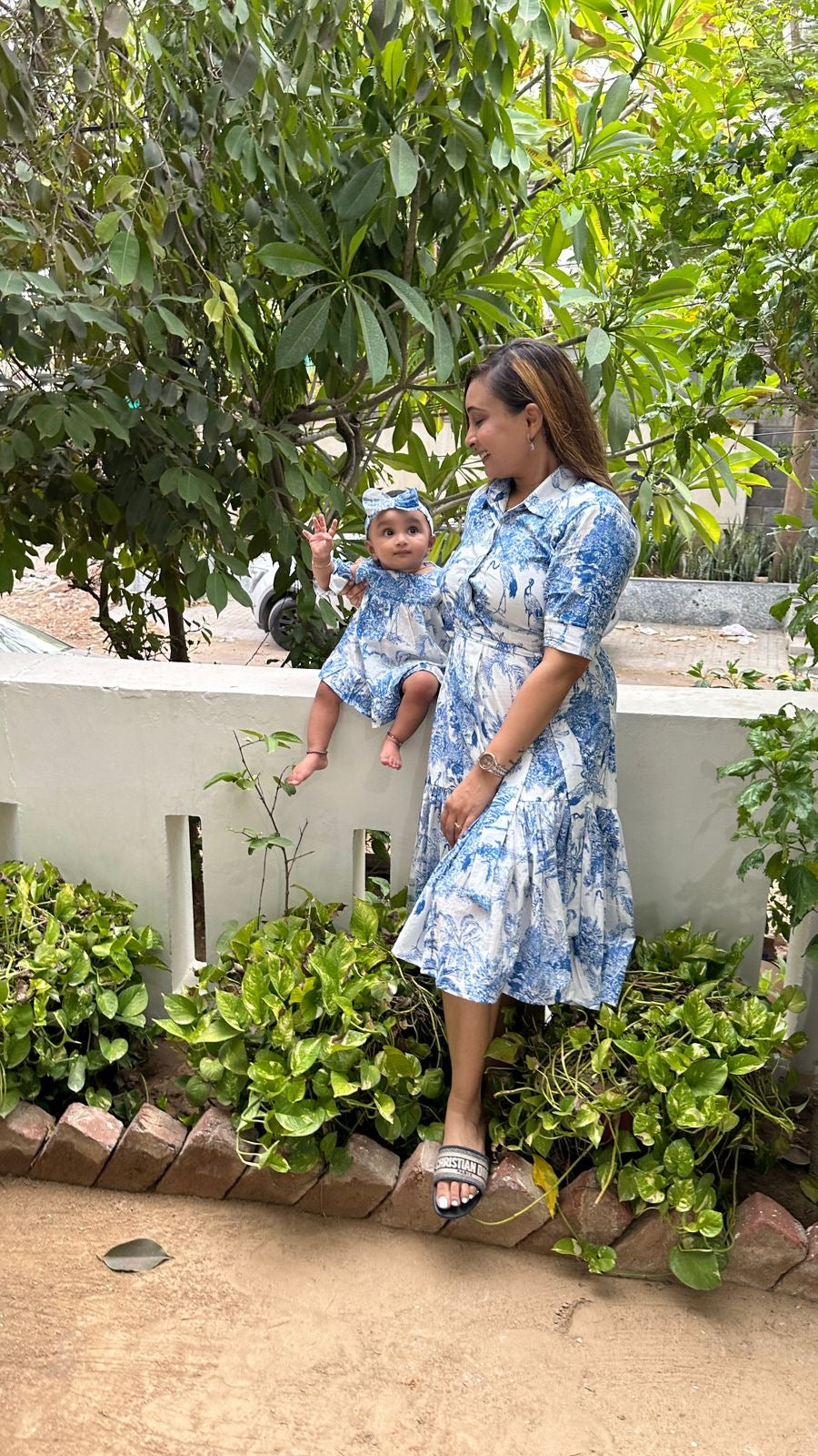 Blue & White Jungle Print Family-Twinning-Sets