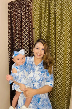 Stylish Blue & White Jungle Print Twinning Sets for Family