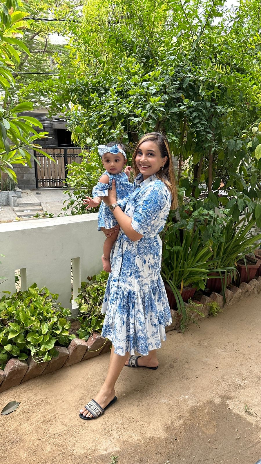 Blue & White Jungle Print Family-Twinning-Sets