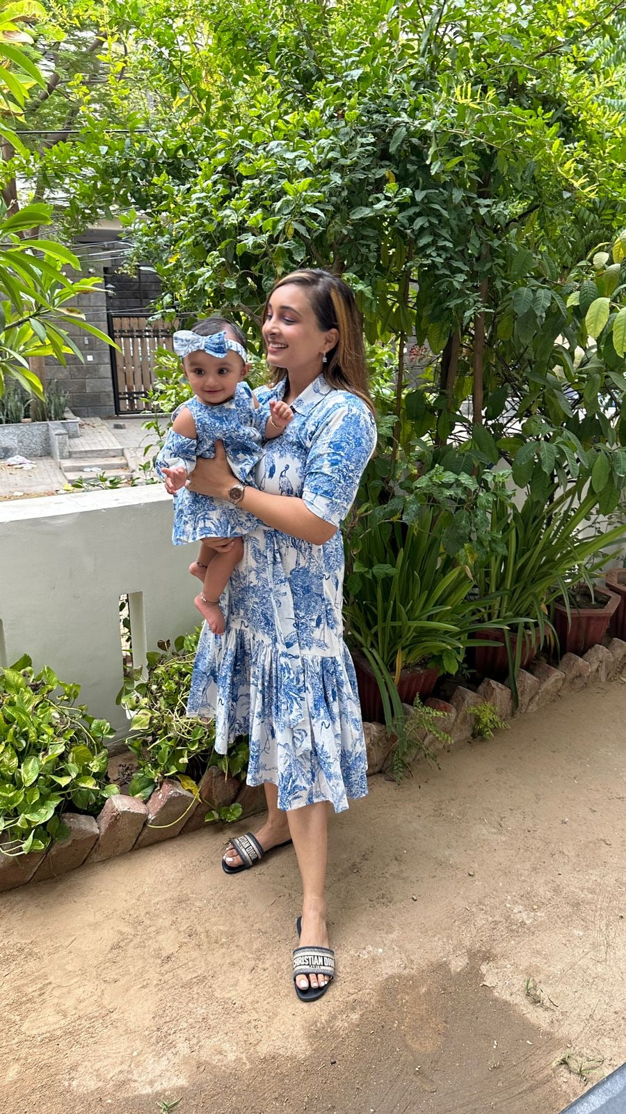 Blue & White Jungle Print Family-Twinning-Sets