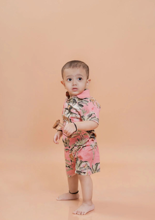 Pink Jungle Print Co-ord Set for Boys | Stylish & Comfy Outfit