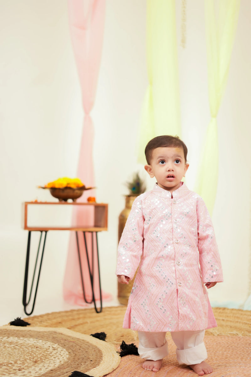 Shahi Gulab Pink Sequins & Net Twinning Outfits for Family | Perfect for Festivals & Weddings