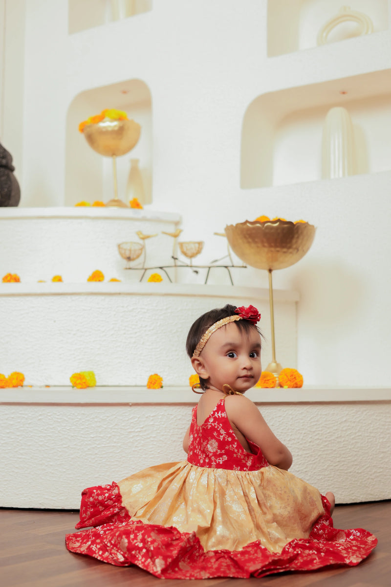 Jalebi Red and Gold Anarkali Dress for Girls | Adorable Styles for Little Girls