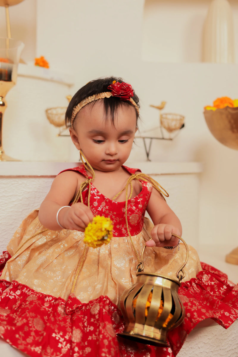 Jalebi Red and Gold Anarkali Dress for Girls | Adorable Styles for Little Girls