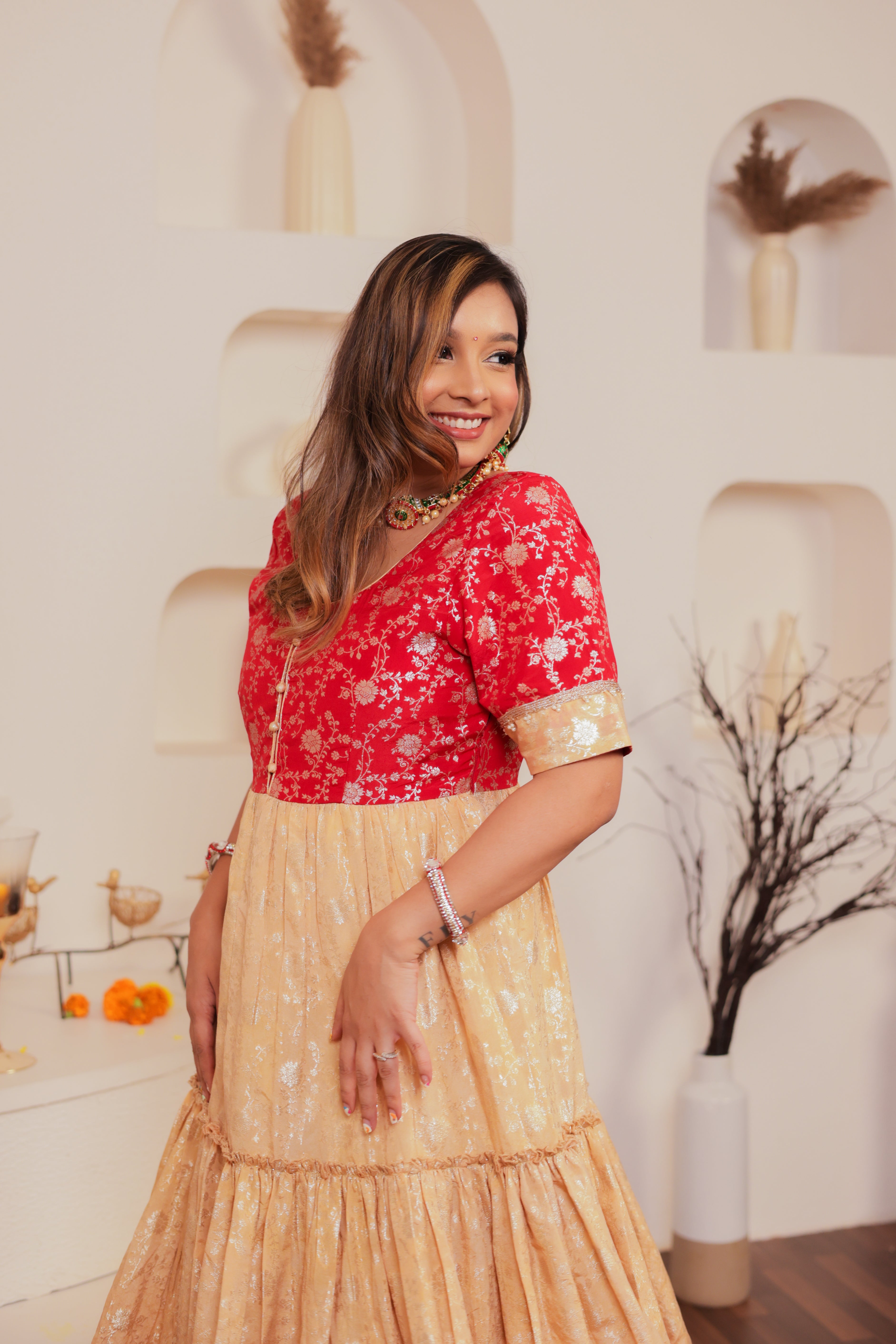 Red And Gold Family-Twinning-Sets