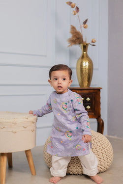 Majestic Jamun Kulfi Sherwani and Pant Ensemble for Baby Boys