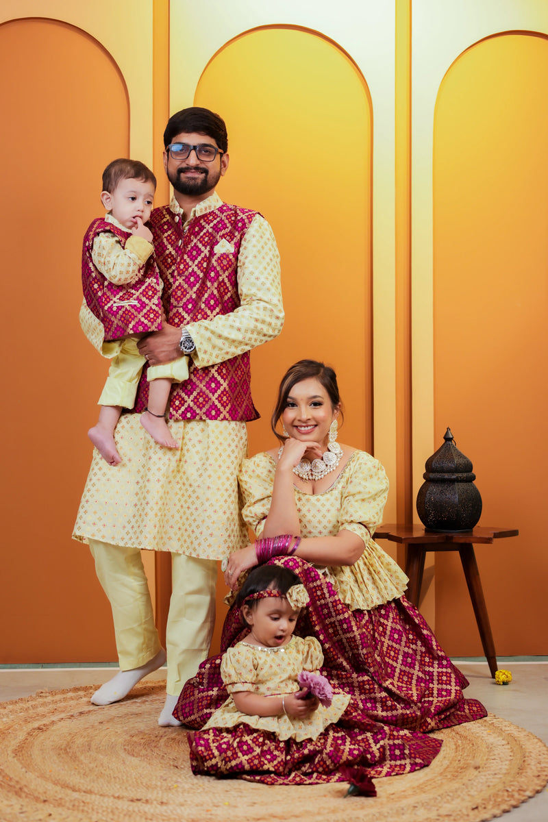 Elegant Pista Barfi Silk Kurta, Pant, and Jacket Set for Boys | Perfect Outfit