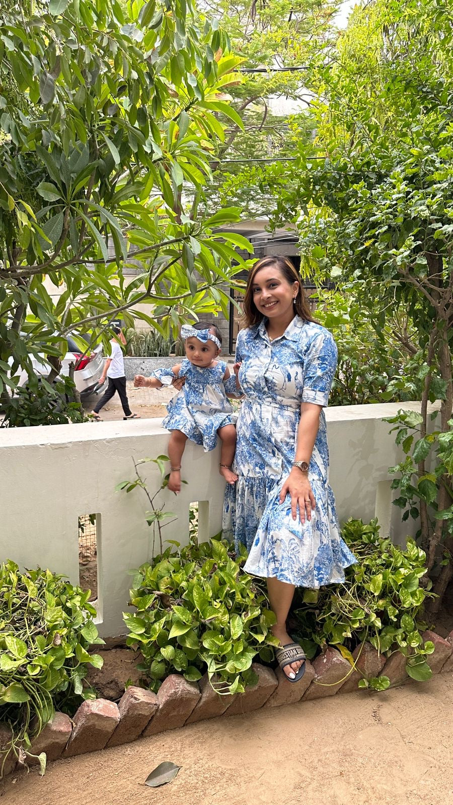 Blue & White Jungle Print Family-Twinning-Sets