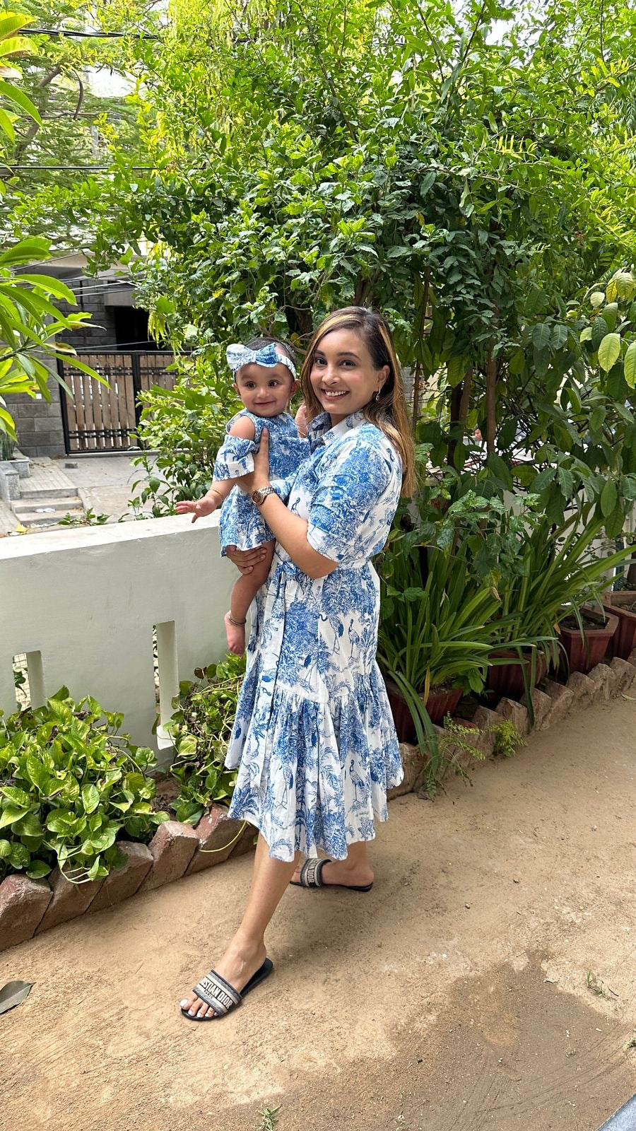 Blue & White Jungle Print Family-Twinning-Sets