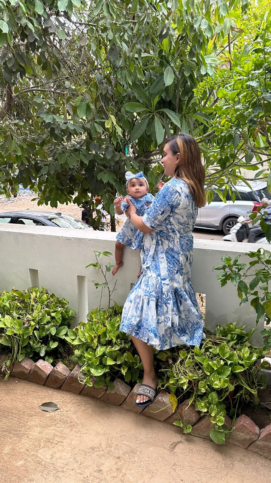 Blue & White Jungle Print Family-Twinning-Sets