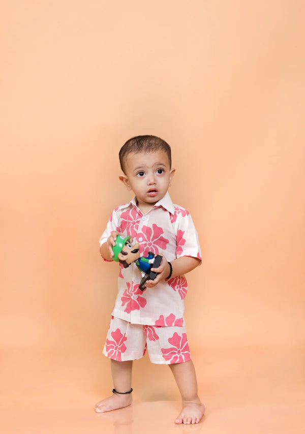 Adorable Pink Flower Set for Boys | Co-ord Set for Little Boys