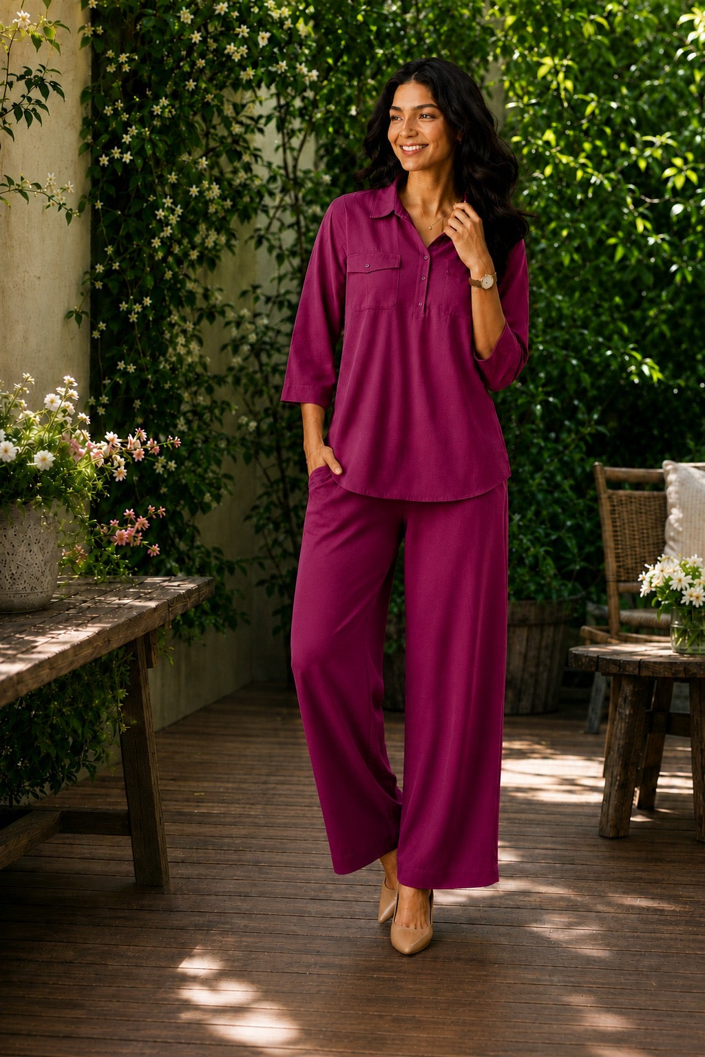 Women Solid Coordsets for Office Wear