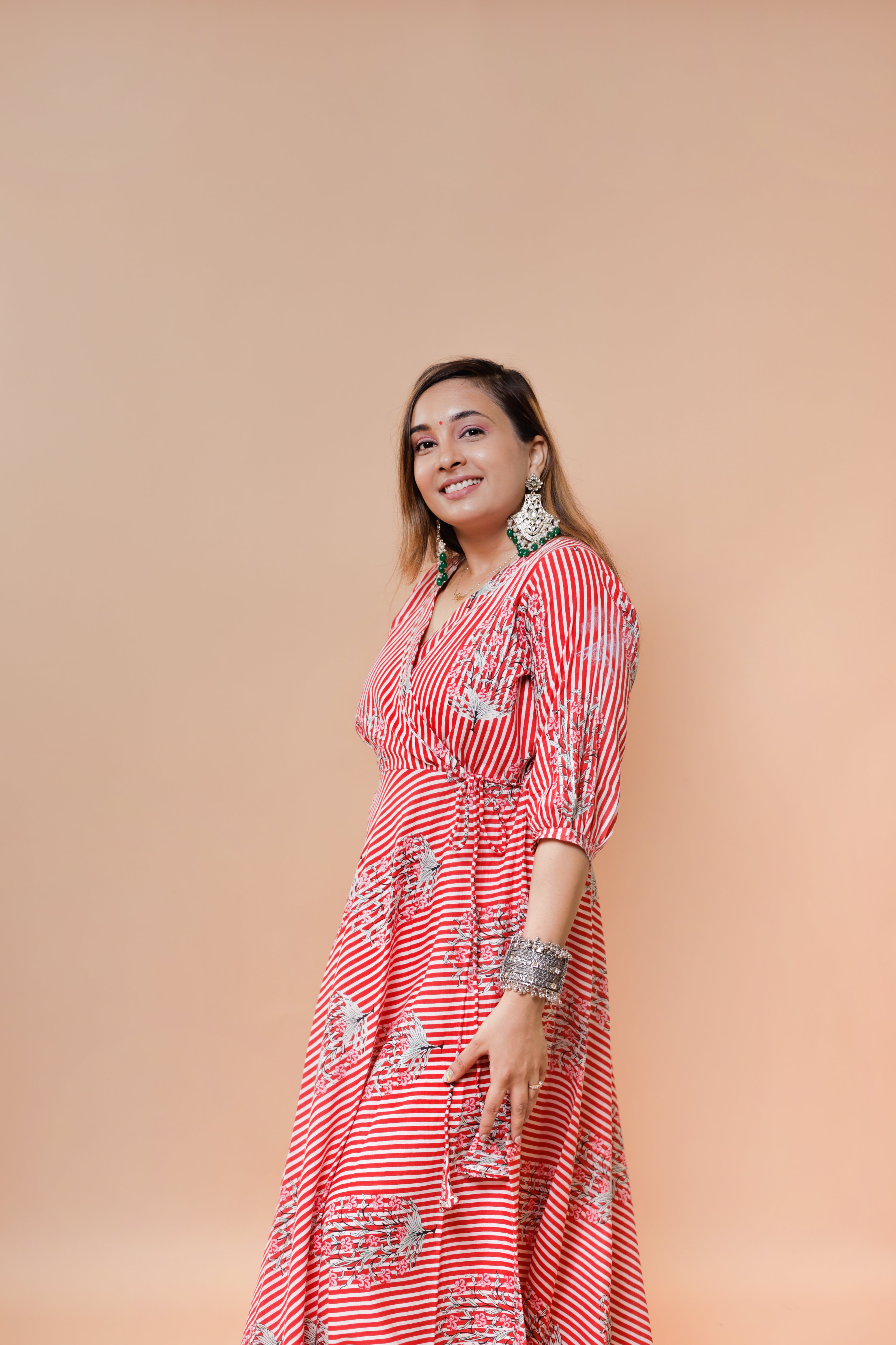 Red Anarkali Family-Twinning-Sets