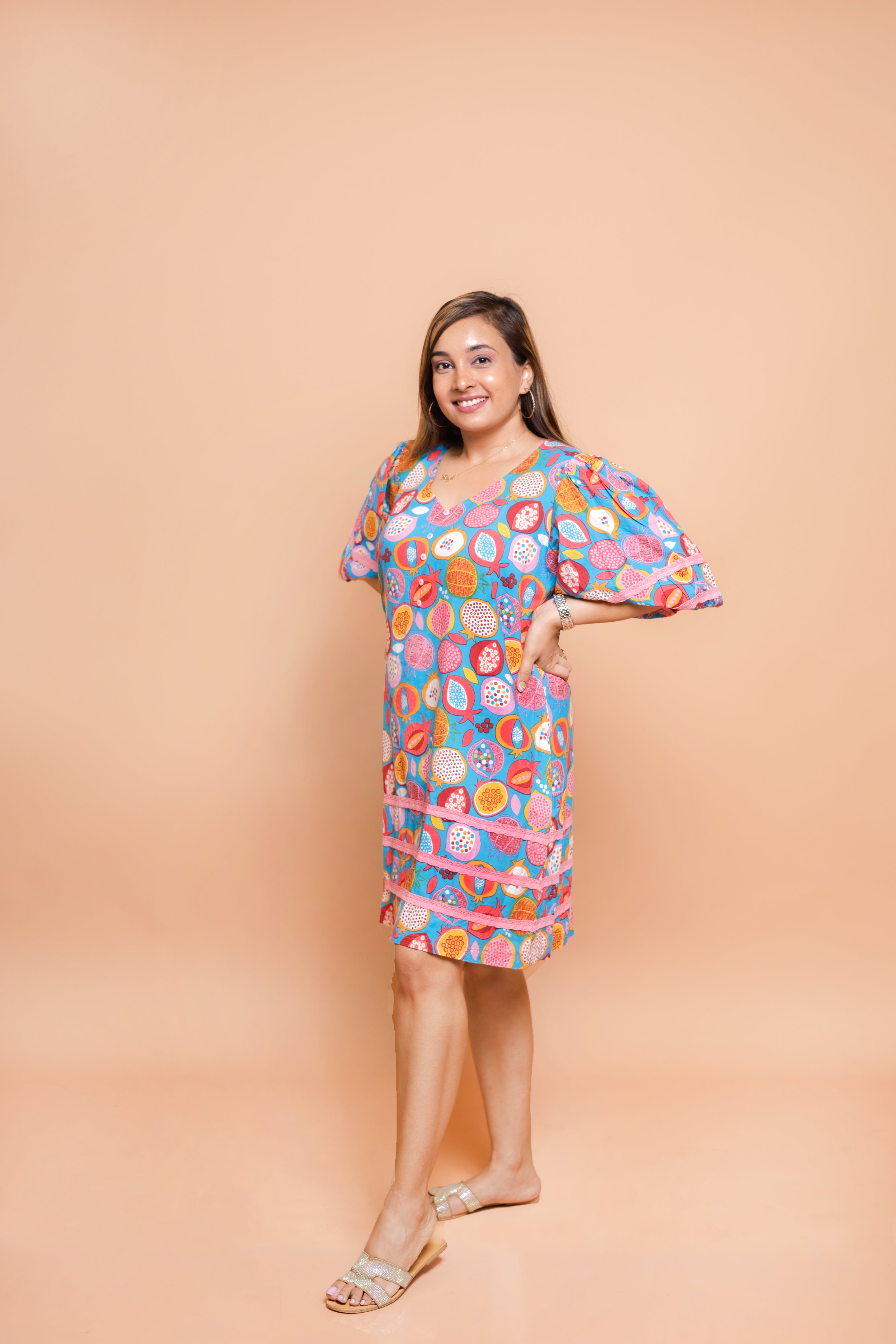 Dragon Fruit Print Design Sets Women A-line Dress