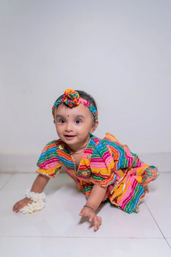 Colorful Wave of Joy Angrakha Dress for Girls | Adorable Little Style