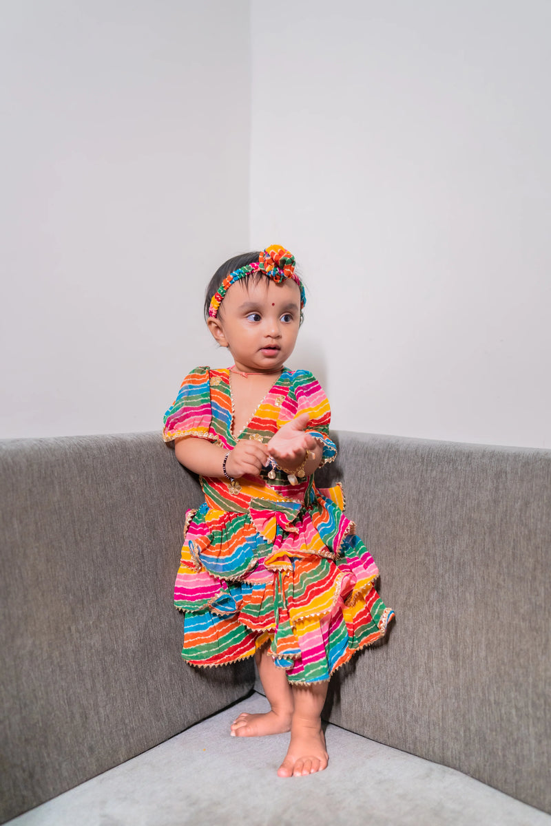 Colorful Wave of Joy Angrakha Dress for Girls | Adorable Little Style